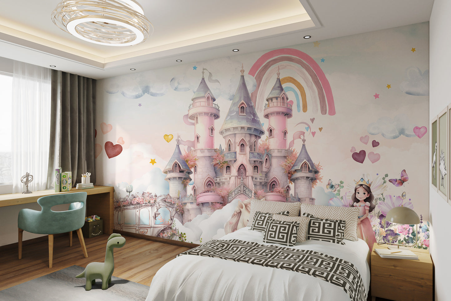 Princess Castle Unicorn Rainbow Wallpaper