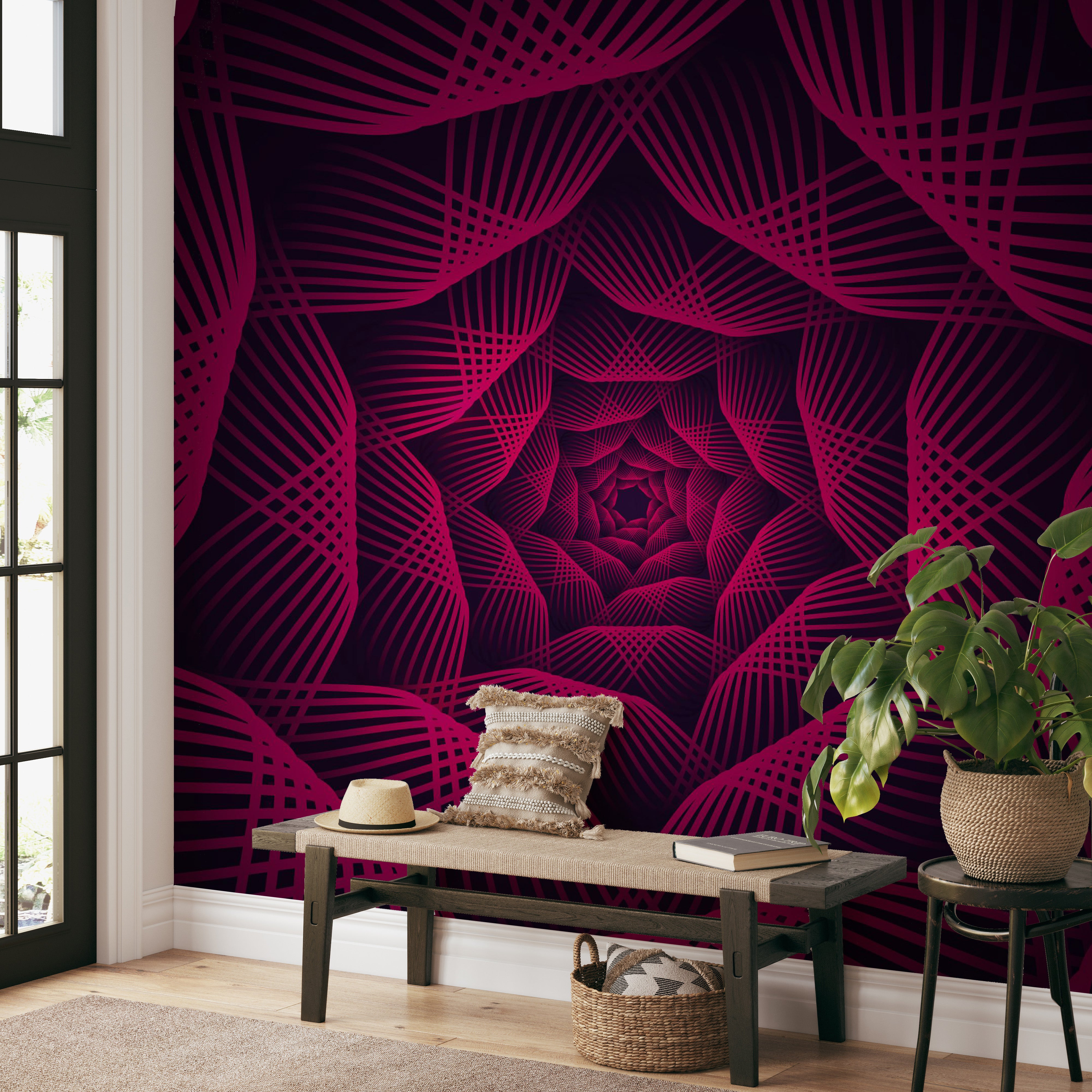 Psychedelic illusion wallpaper with deep patterns
