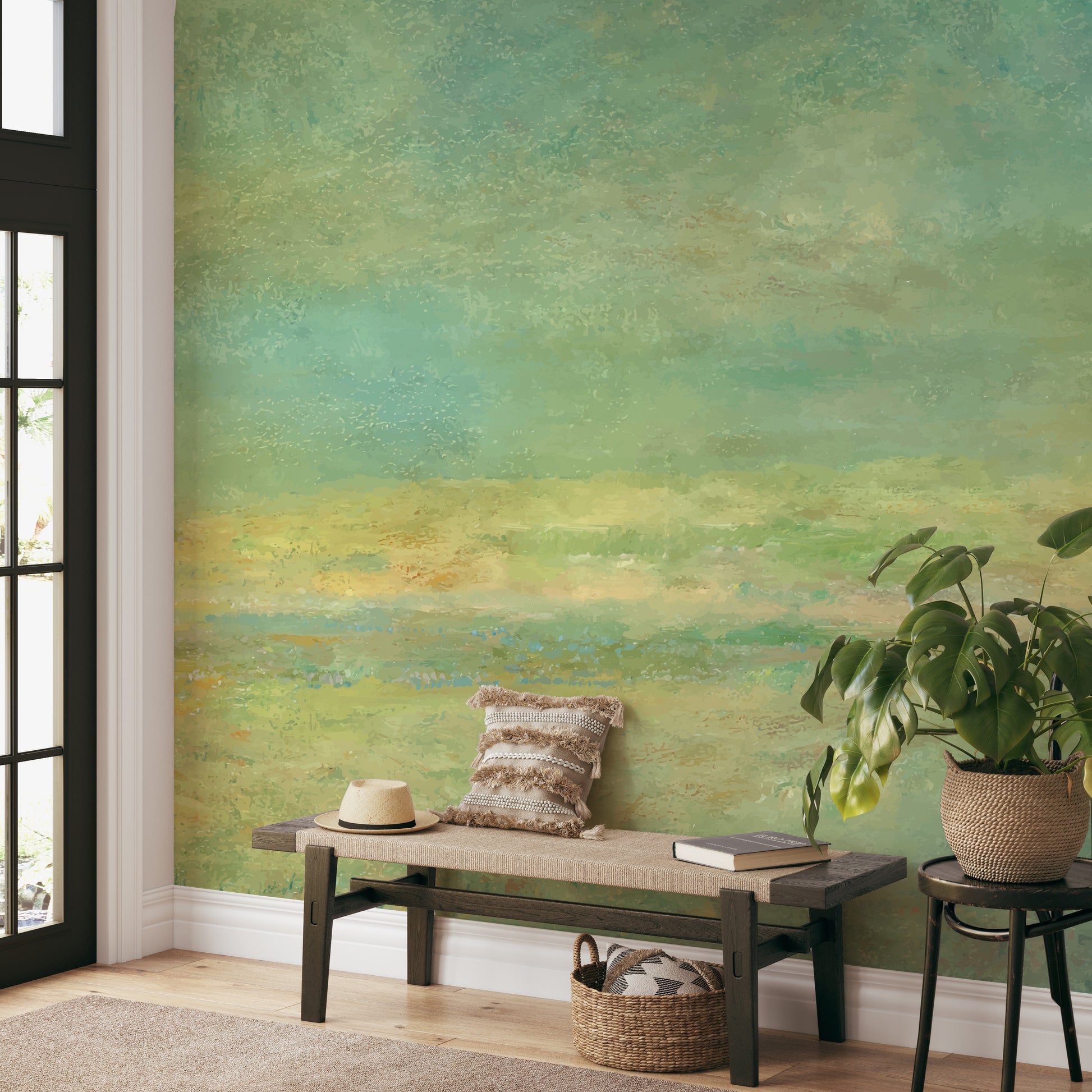 Soft color gradient wall mural for a natural aesthetic
