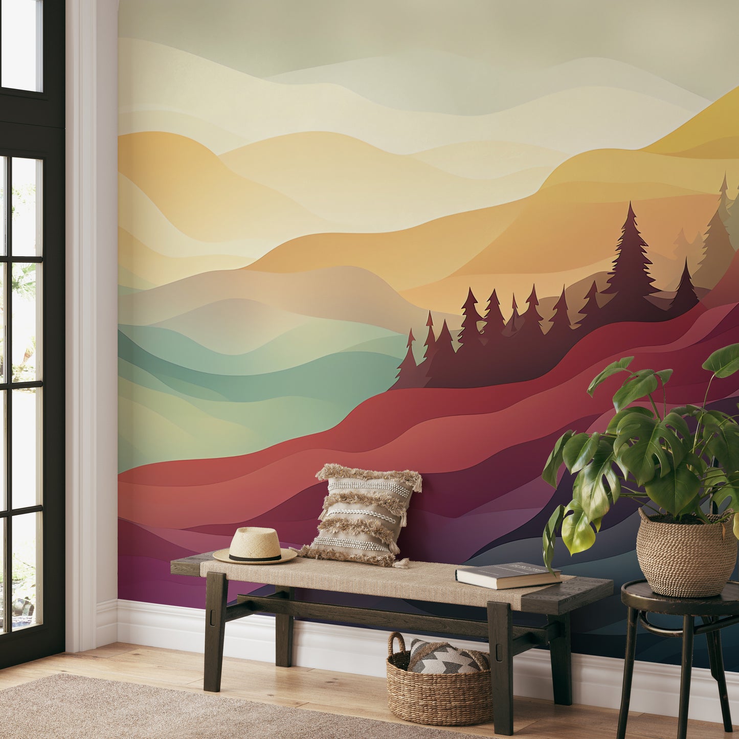 Colorful Abstract Mountain Wall Mural