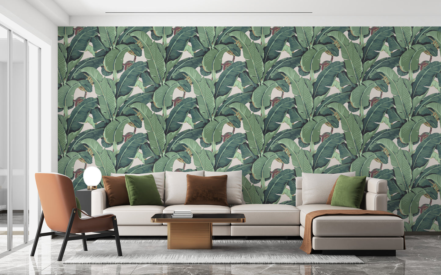 Fresh banana leaf mural green aesthetic
