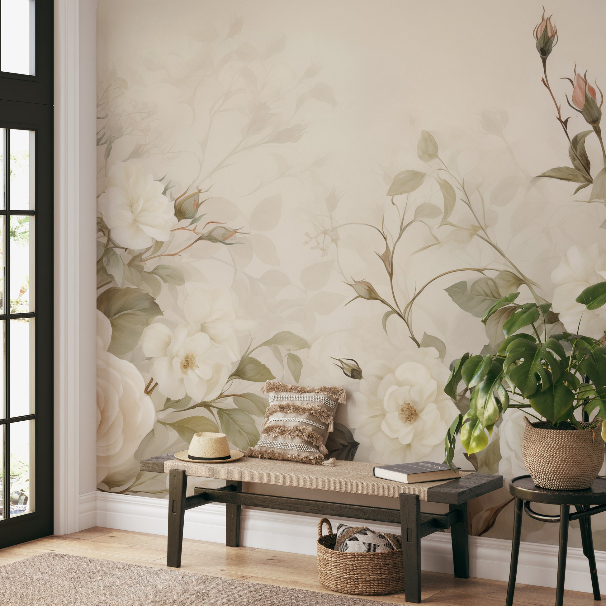 Soft pastel floral wallpaper with timeless beauty
