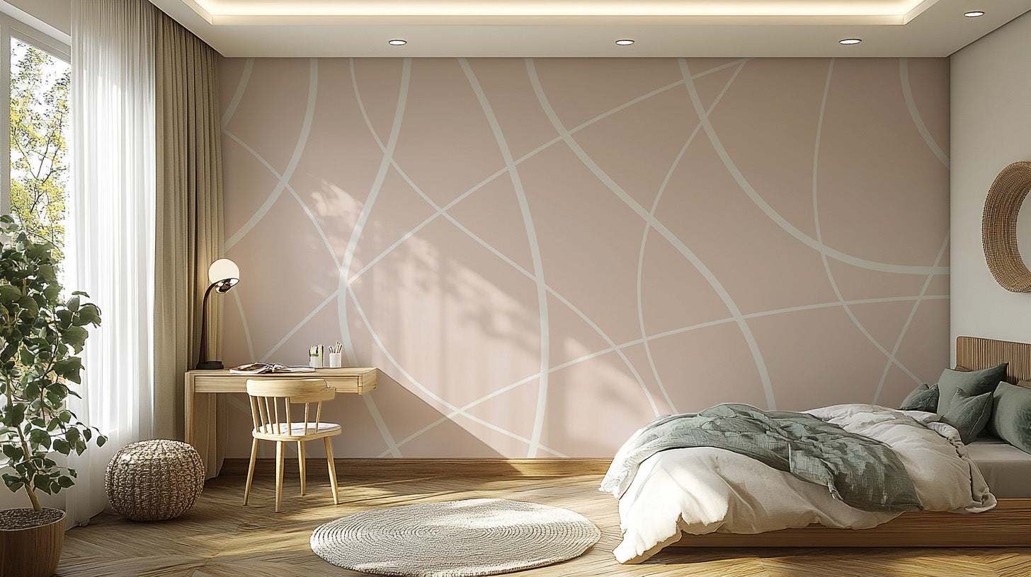 Bold beige abstract shapes for a contemporary wall mural.
