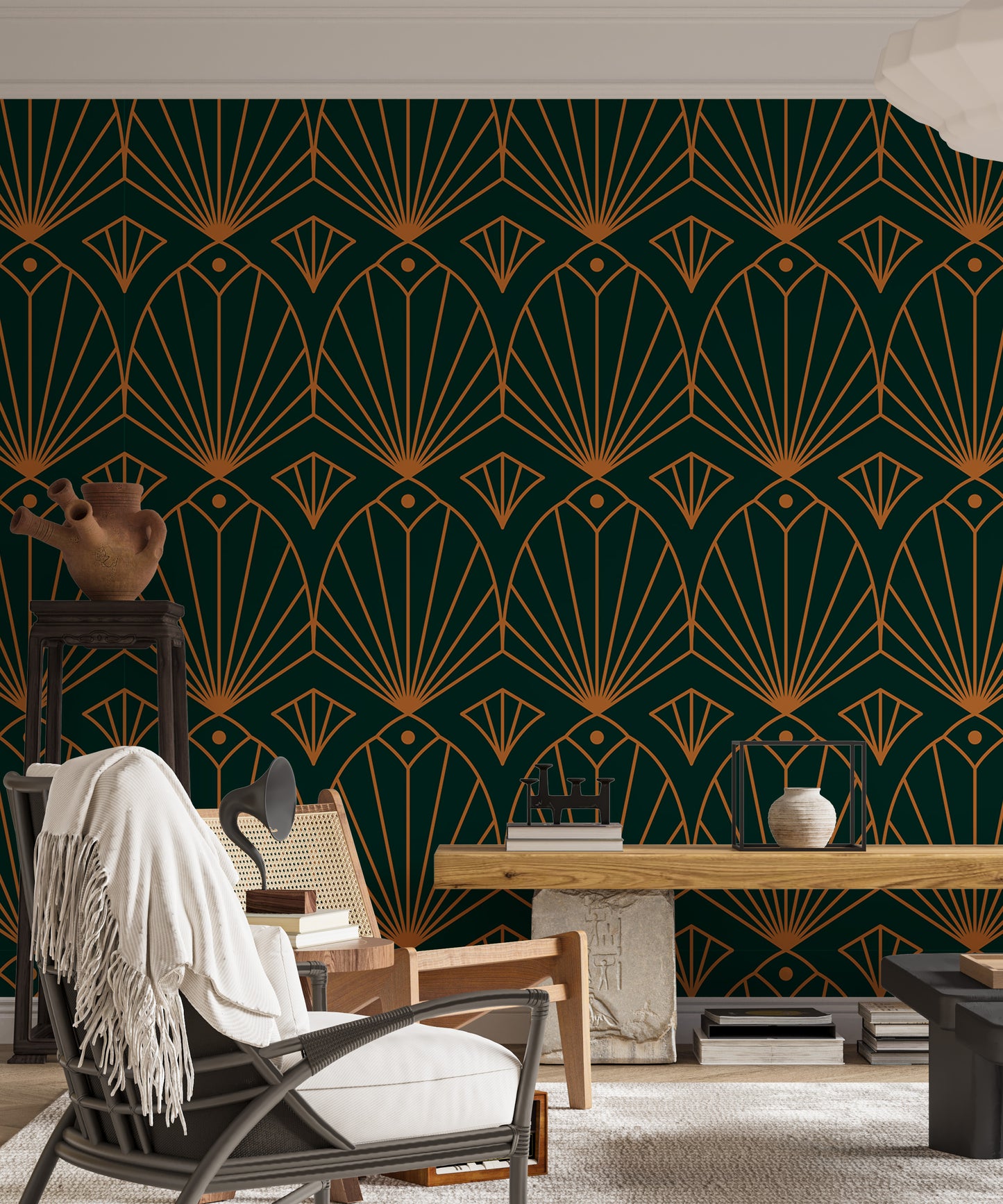 Minimalist Deco wallpaper with geometric lines.