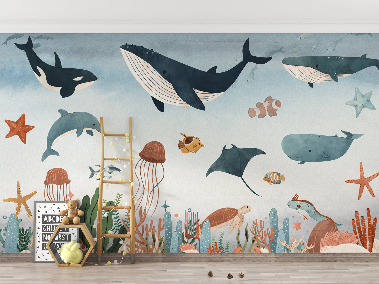 Colorful ocean mural design