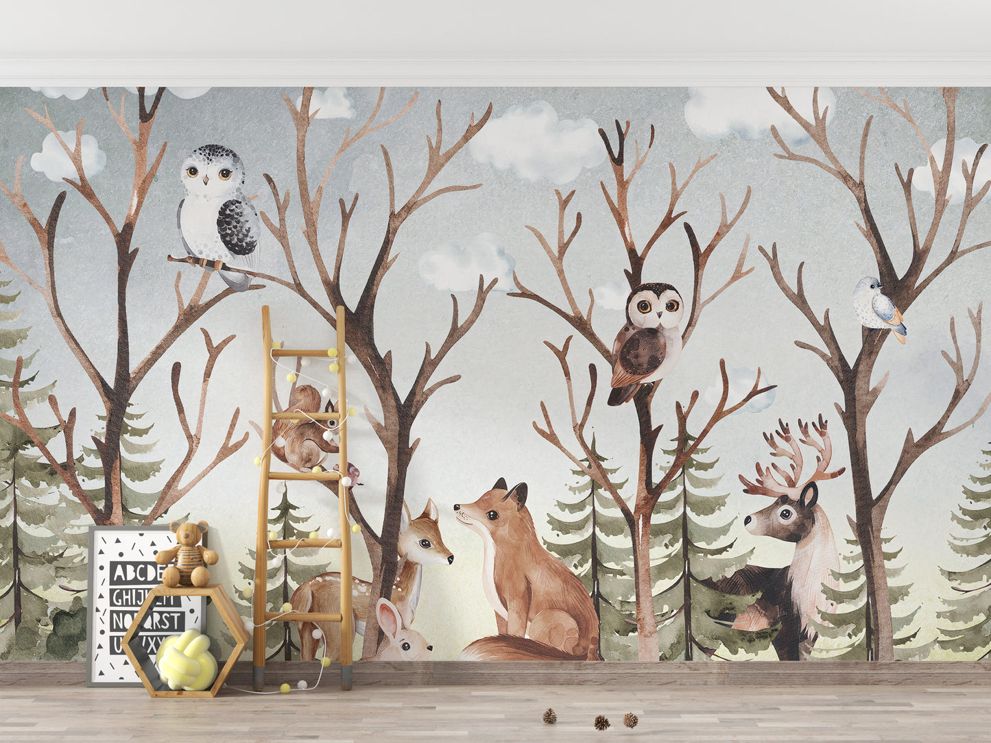 Brown forest wallpaper featuring tropical wildlife