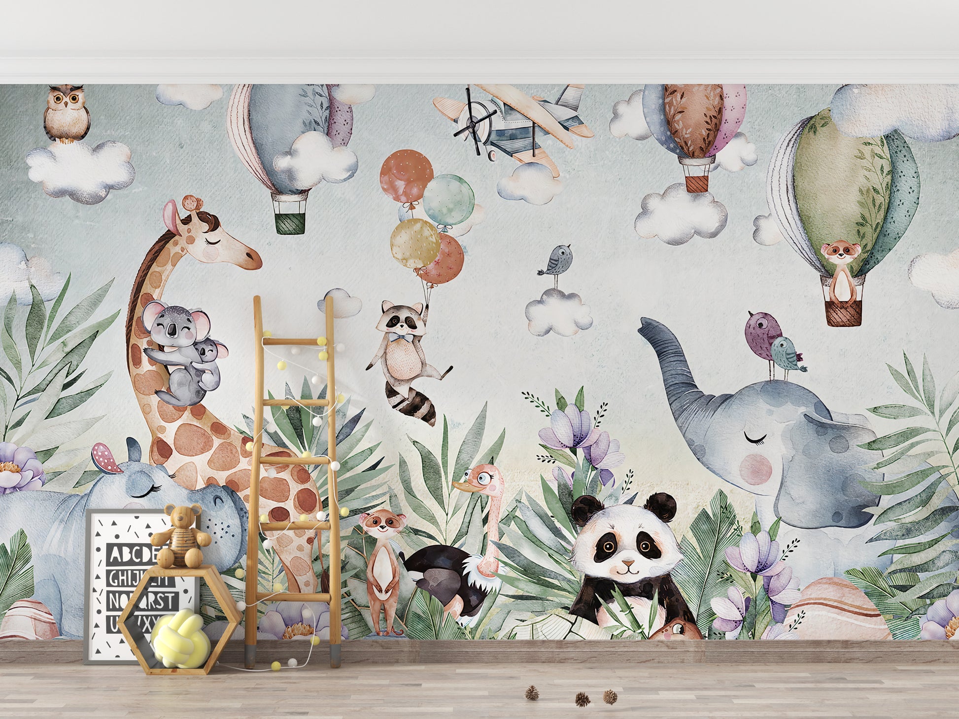 Stunning artistic wildlife wall art mural
