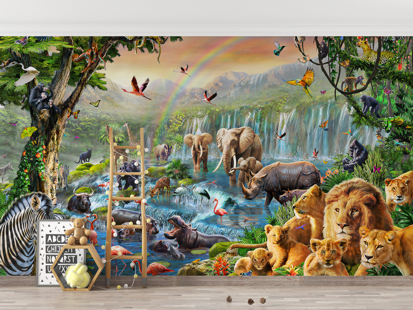 Animal kingdom mural for dynamic spaces
