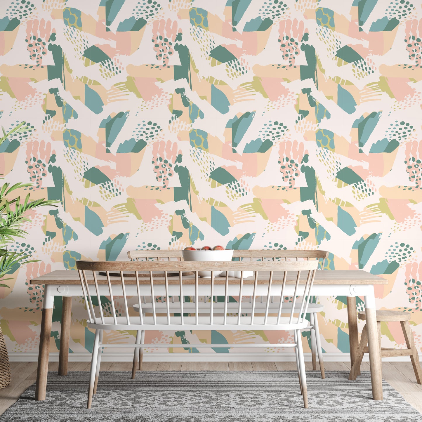 Pastel design mural wallpaper with patterns



