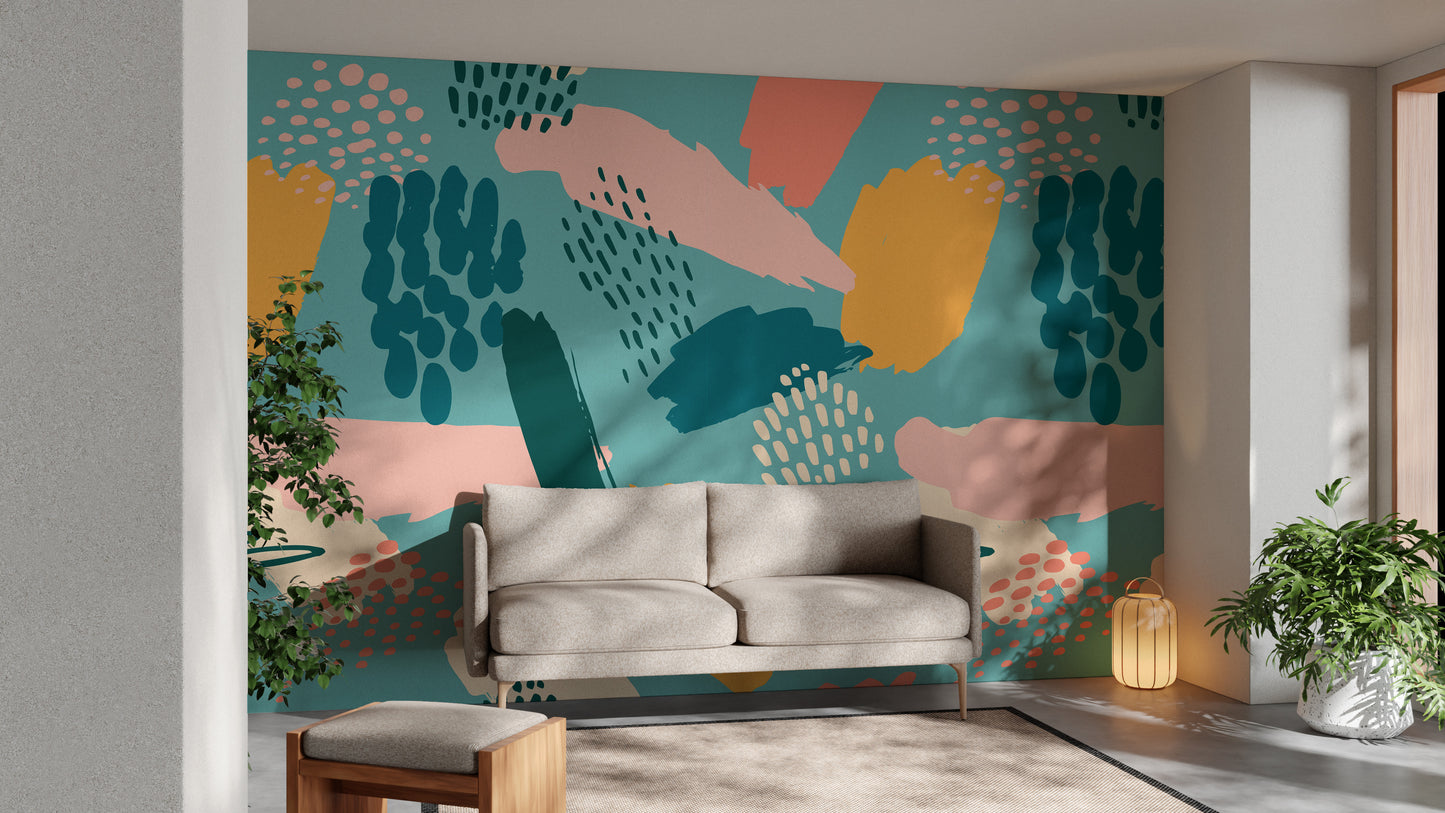 Unique multicolor patterns wall mural
