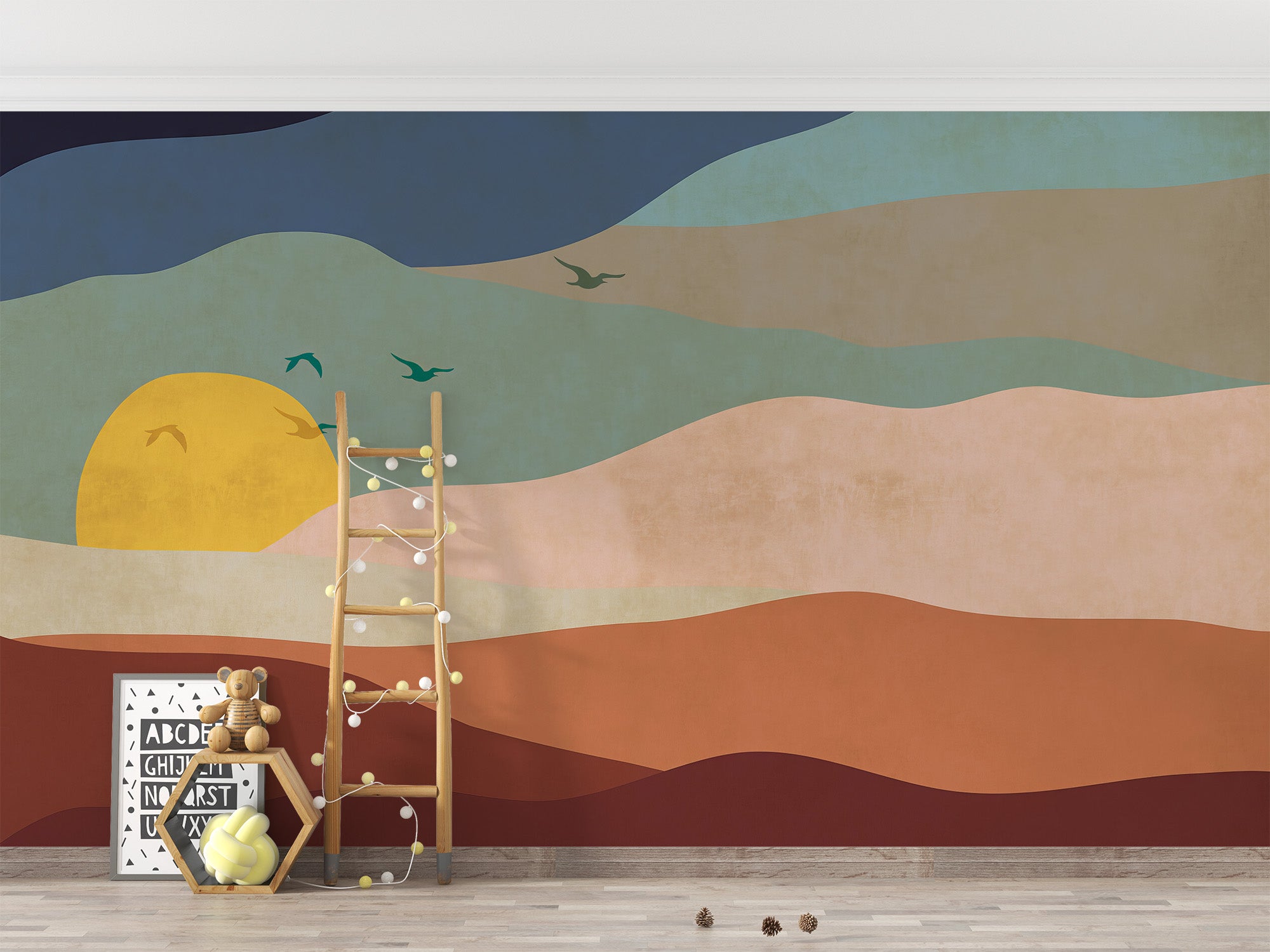 Serene abstract sunset wall mural with soft gradient hues
