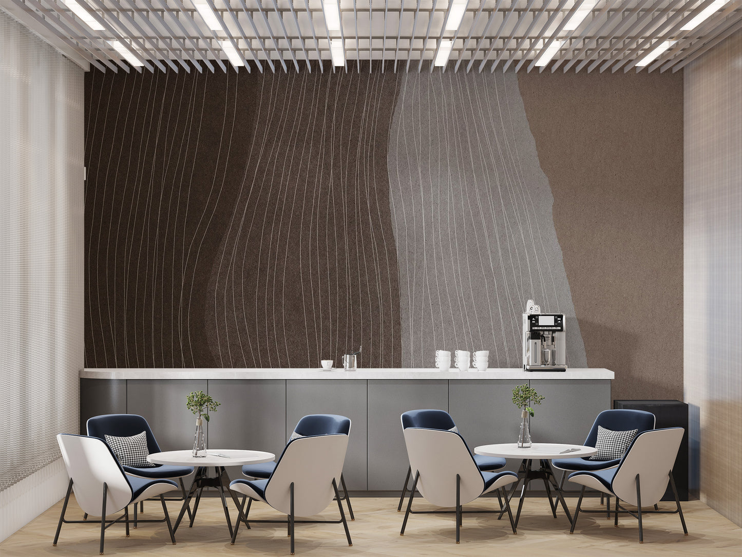 Artful Arabica mural with warm tones for serene spaces
