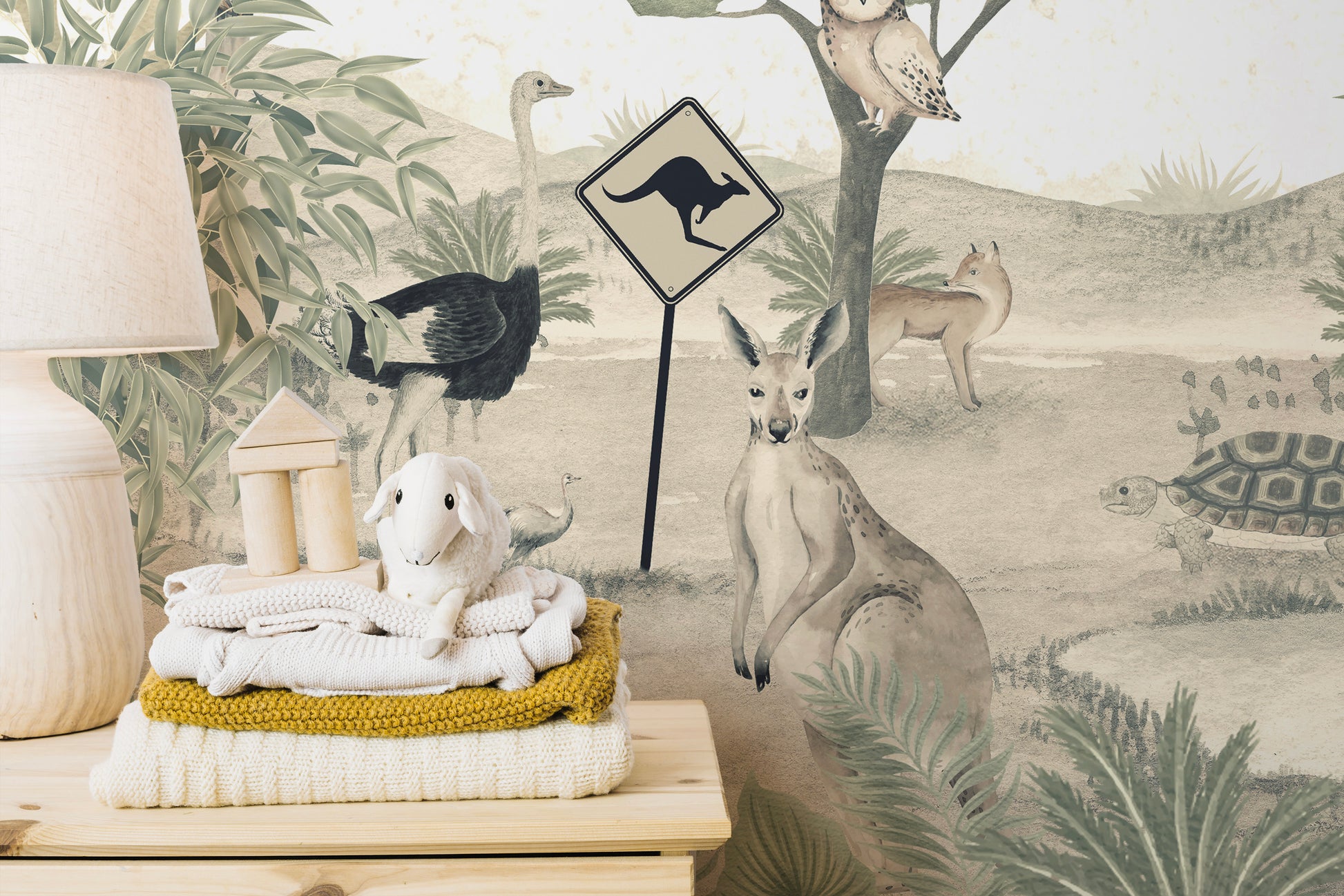 Australian Wildlife Wallpaper Mural with vibrant animals