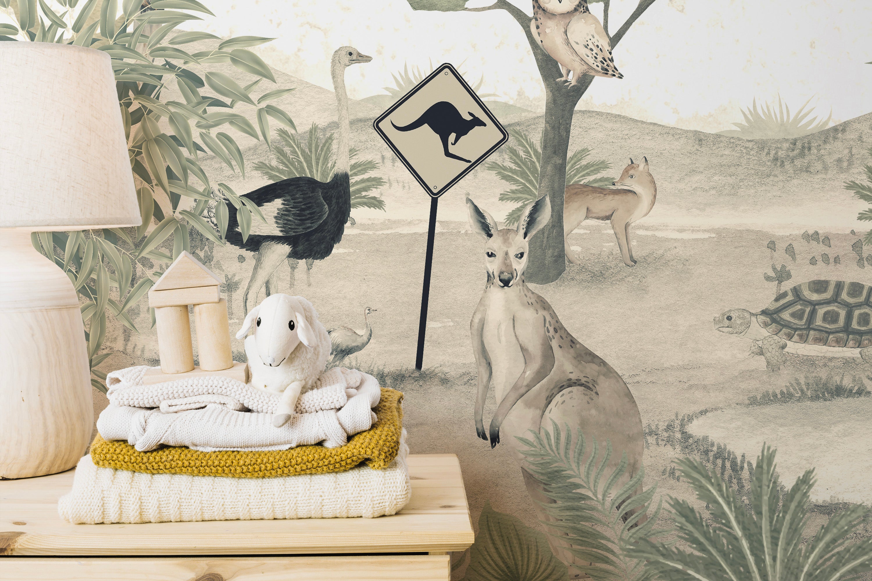 Australian Wildlife Wallpaper Mural with vibrant animals