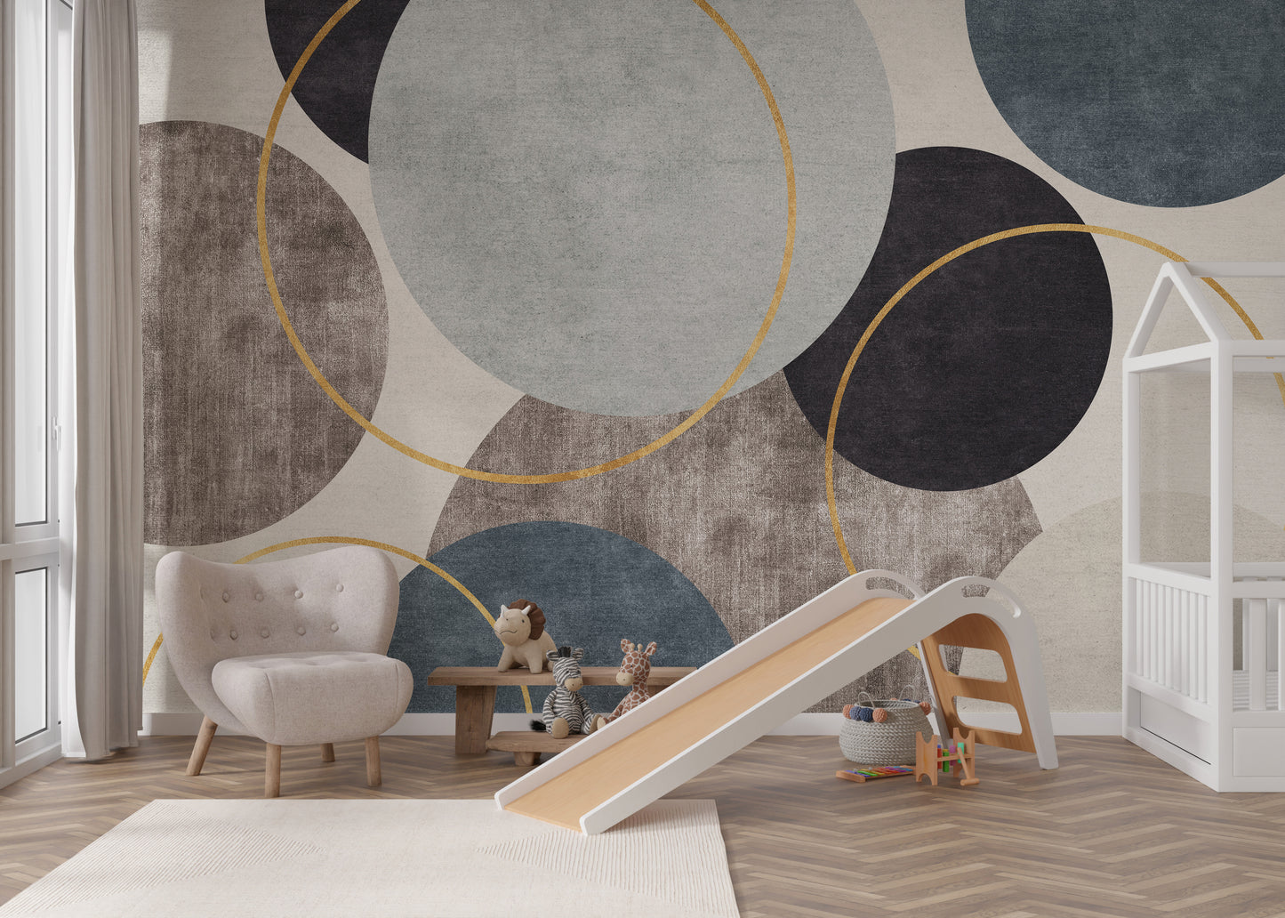 Overlapping circle wallpaper with textured effect
