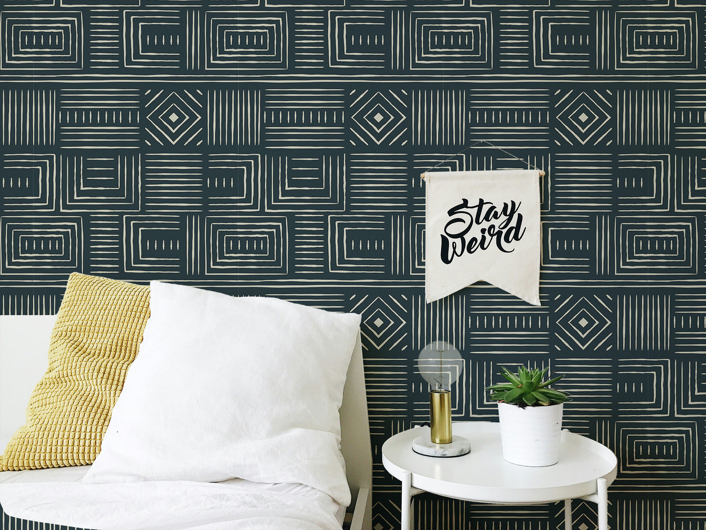 Africa Tribal Art Ethnic Green Background Geometric Wallpaper