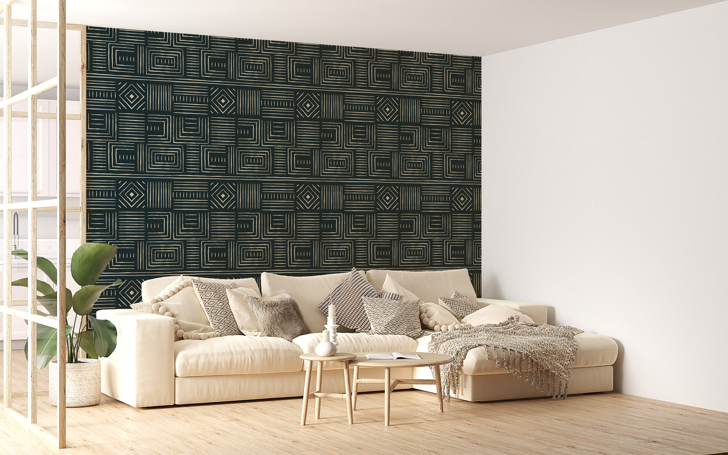 Africa Tribal Art Ethnic Green Background Geometric Wallpaper