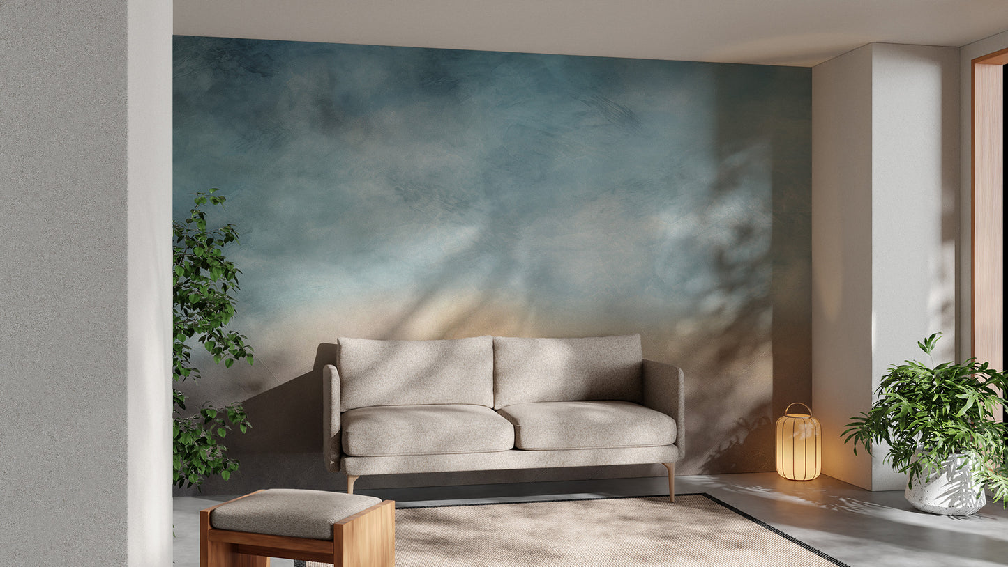 Soft ombre gradient with grey clouds for soothing walls
