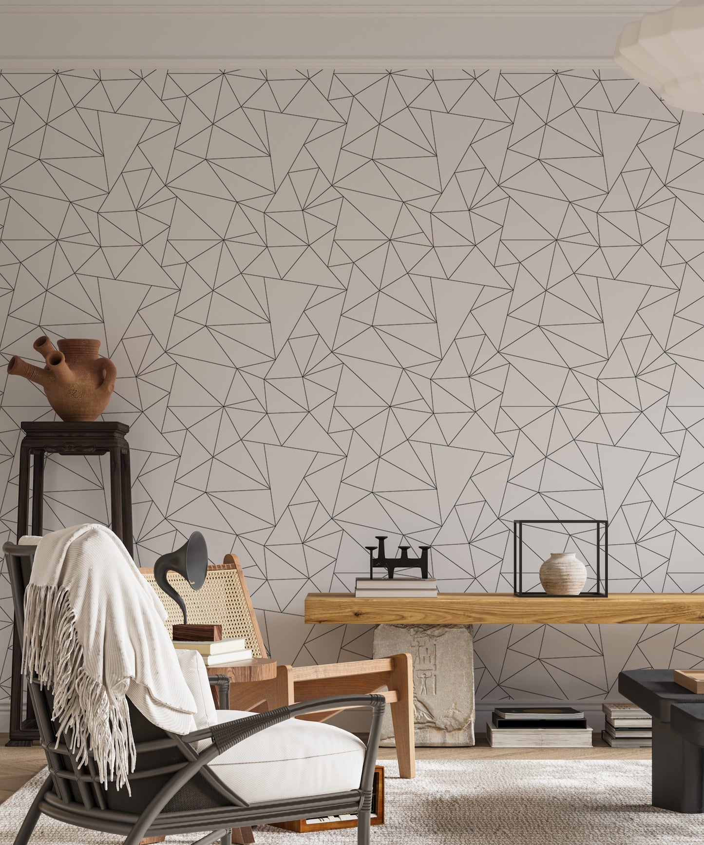 Black and White Abstract Geometric Pattern Wallpaper