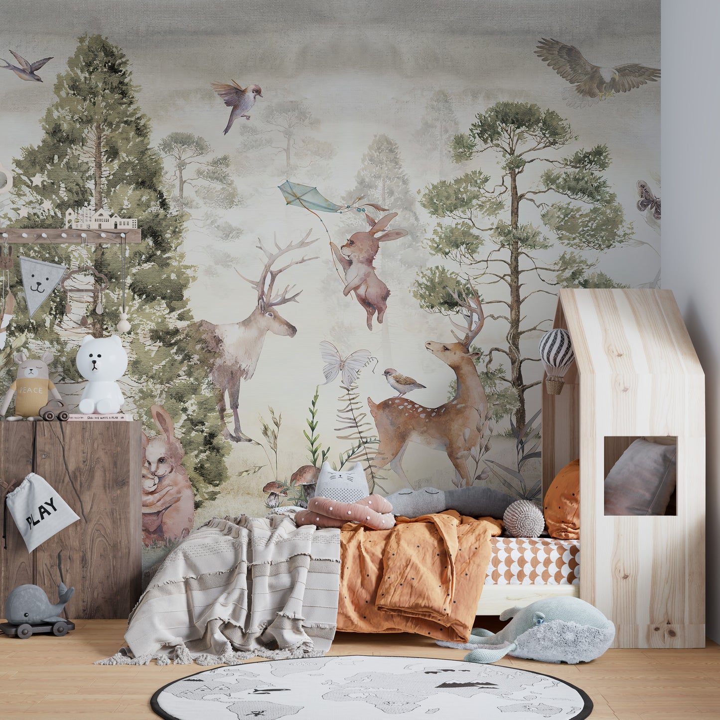 Serene wallpaper with diverse wildlife details