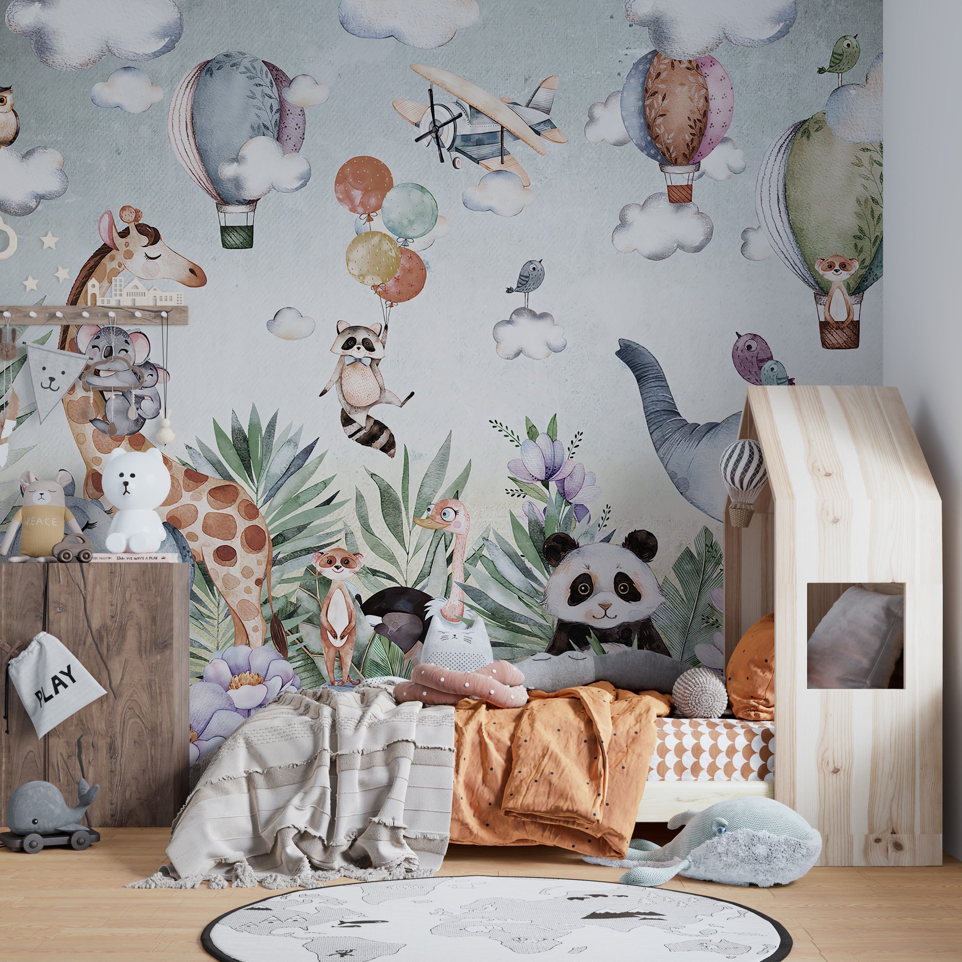 Wildlife wall art mural with rich texture
