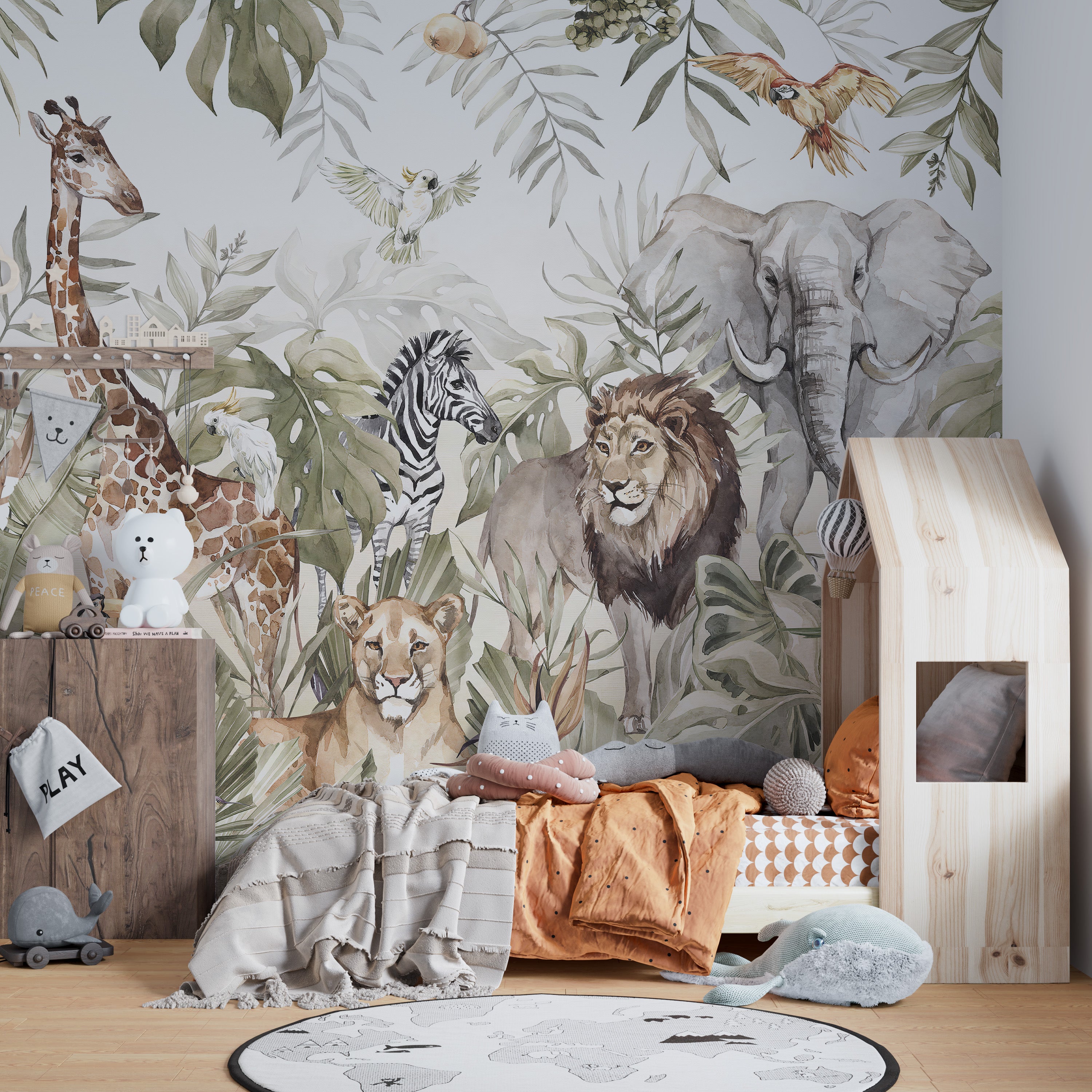 Forest fauna wallpaper for serene spaces
