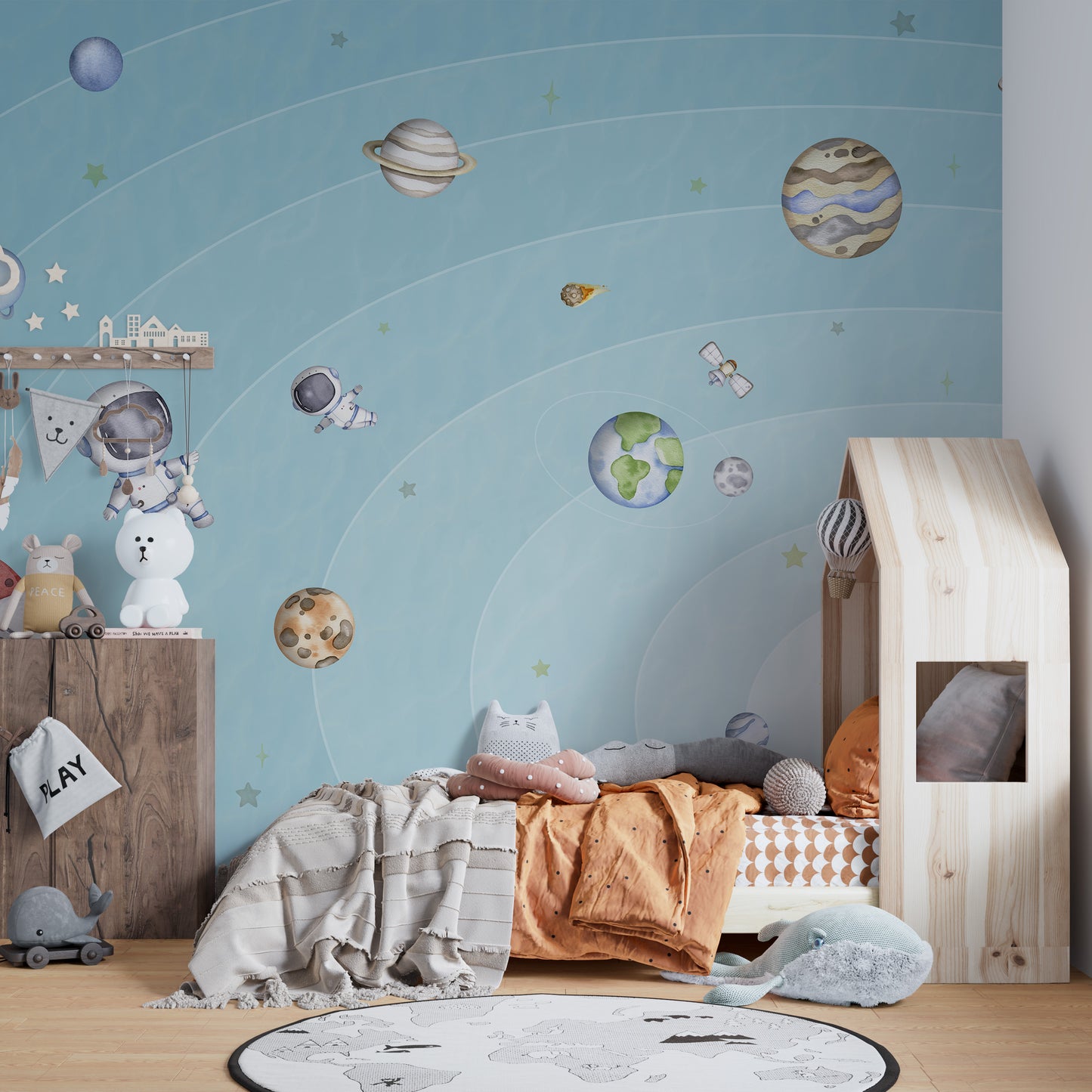 Stunning light mural showcasing the beauty of outer space
