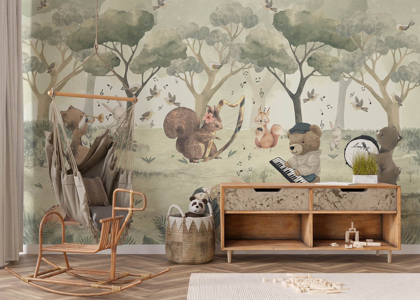 Animal Orchestra Nursery Wallpaper Mural for whimsical walls