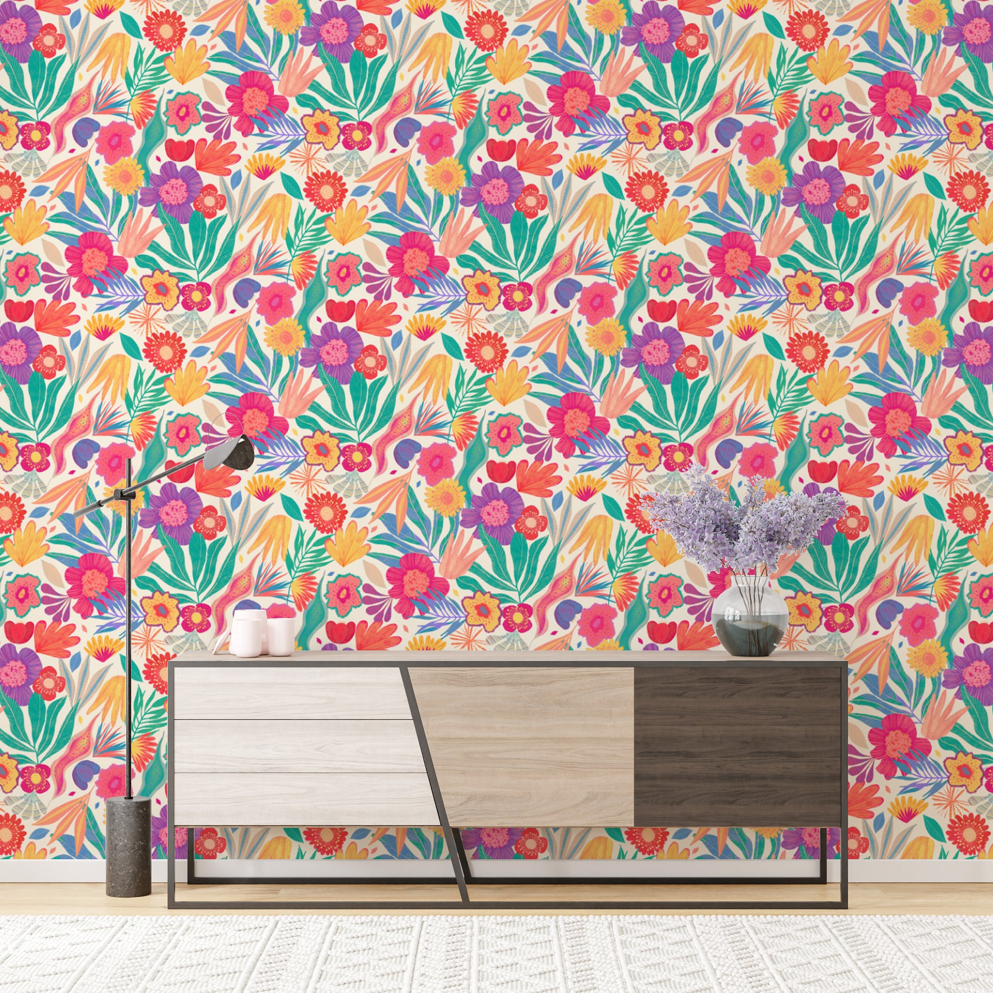 Luxurious exotic floral design mural for statement walls
