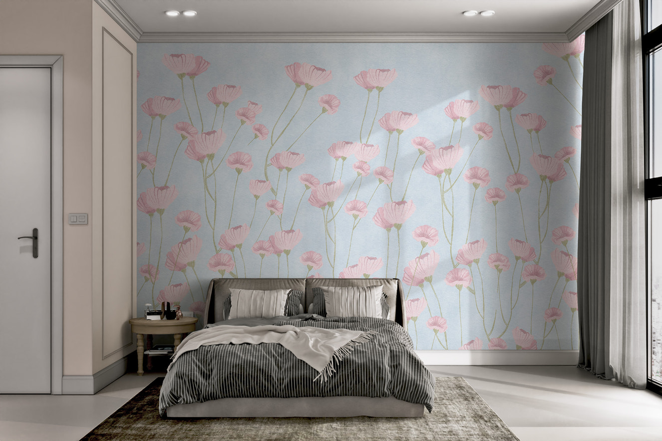 Pastel Blue Watercolor Flower Wallpaper