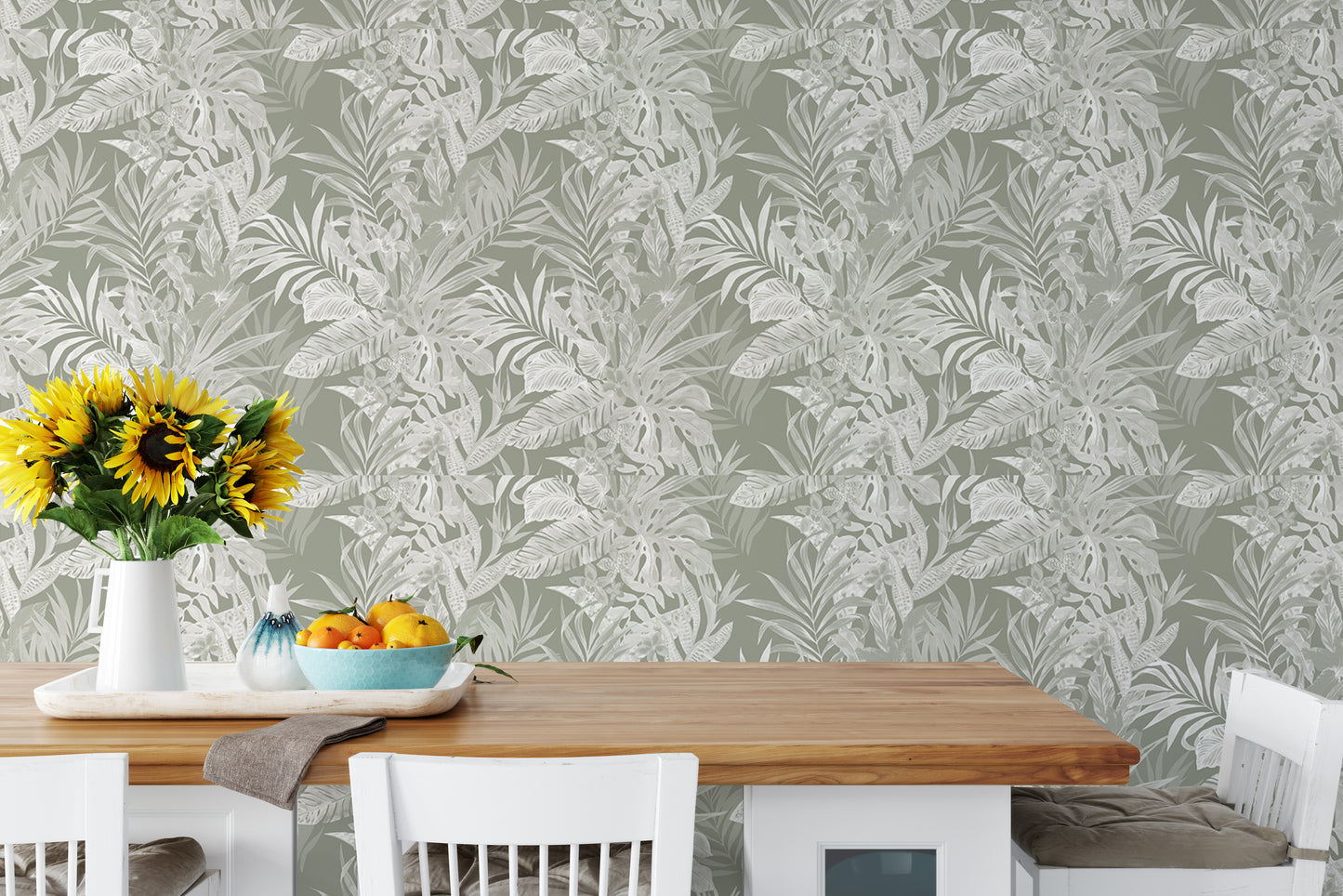 Tropical Leaf Pattern Self Adhesive Wallpaper For Walls