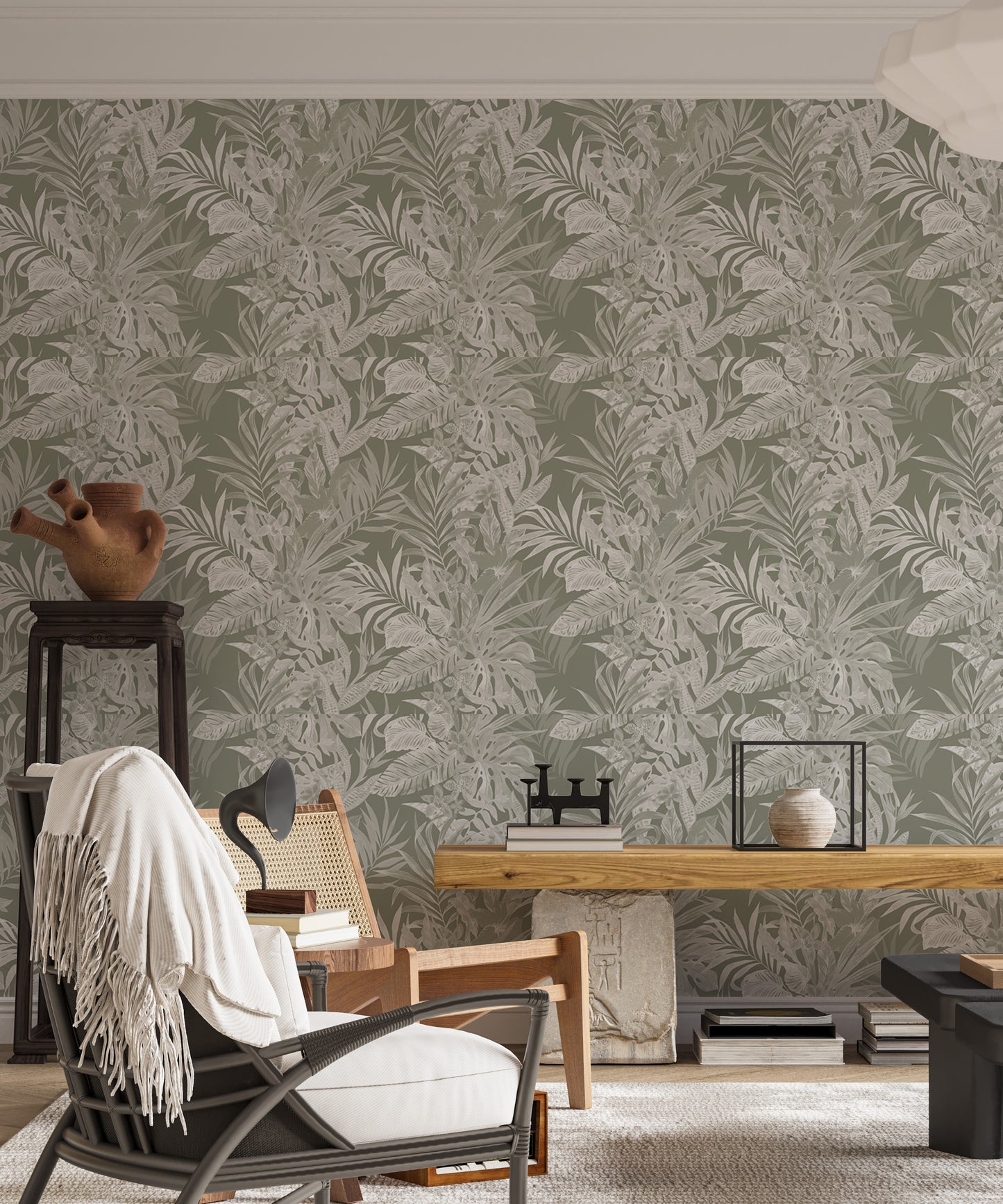 Tropical Leaf Pattern Self Adhesive Wallpaper For Walls