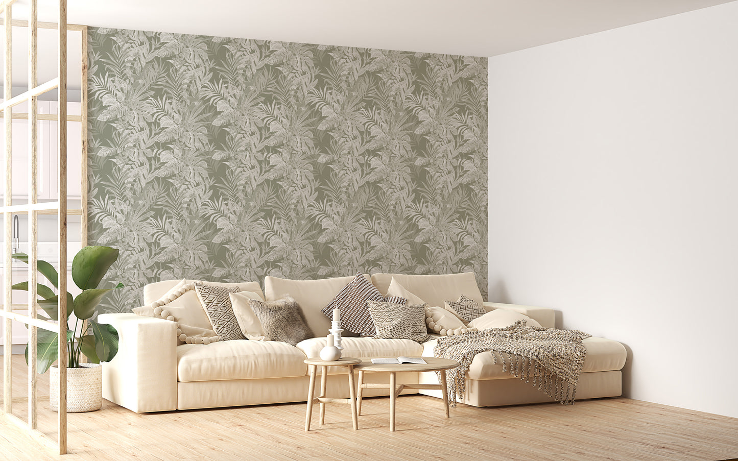 Tropical Leaf Pattern Self Adhesive Wallpaper For Walls