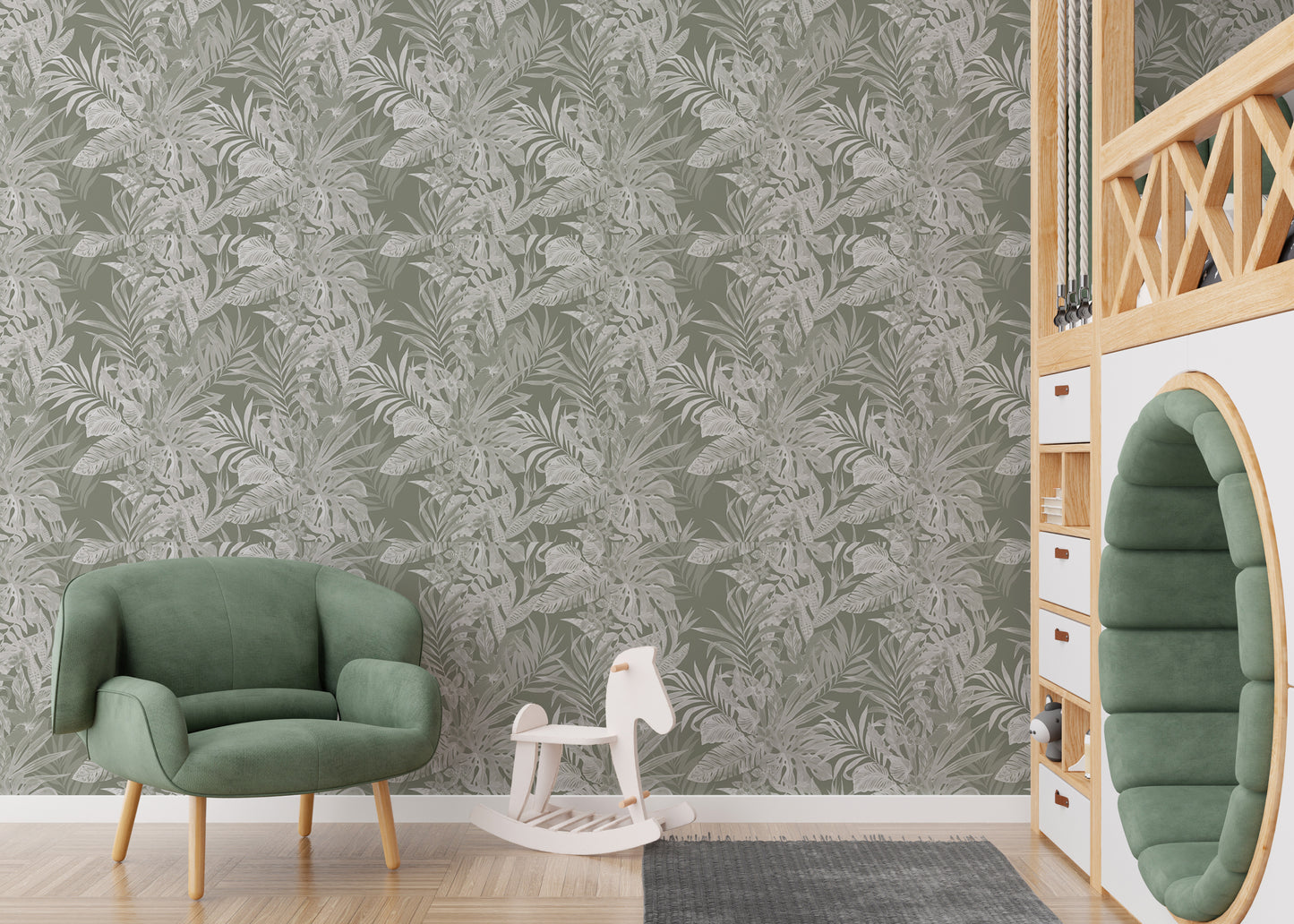 Tropical Leaf Pattern Self Adhesive Wallpaper For Walls