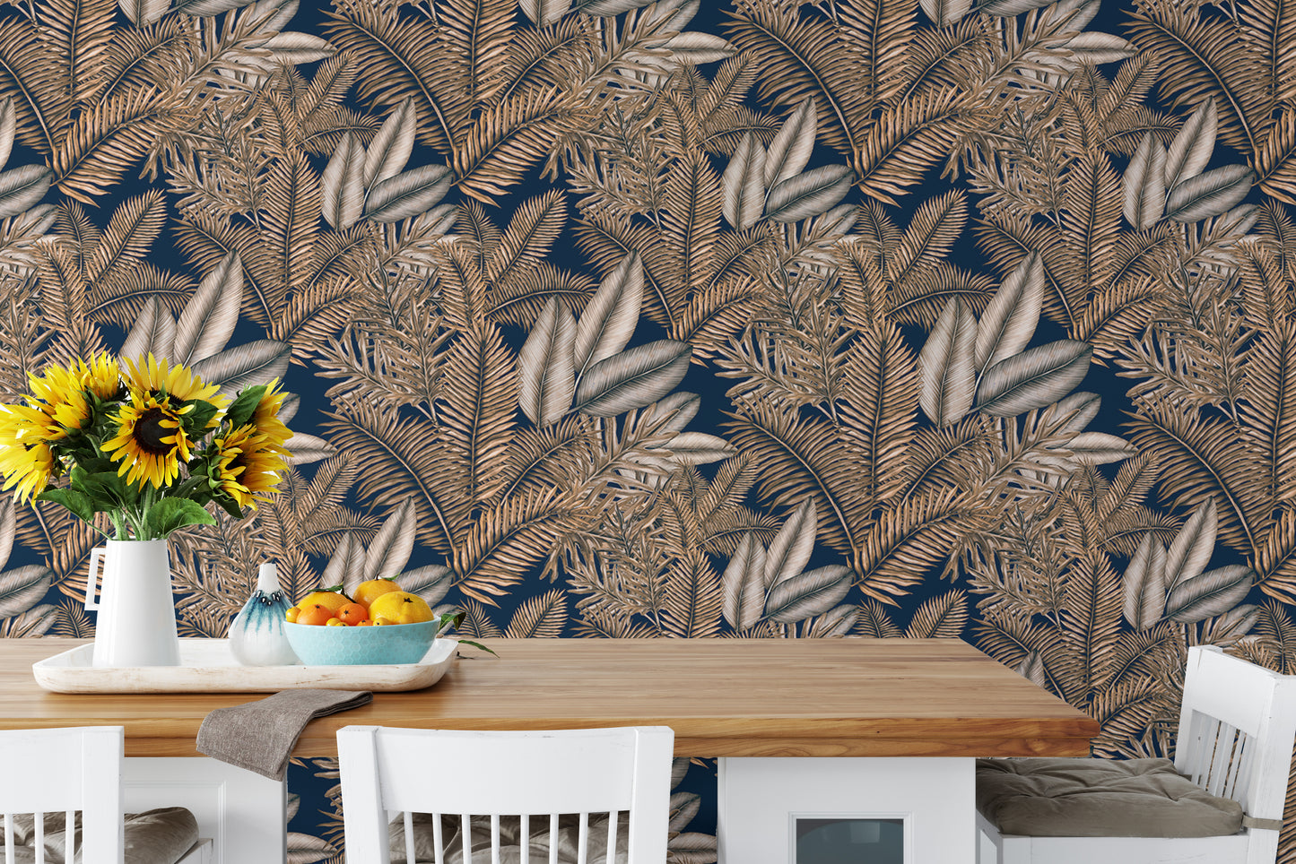 Brown Color Seamless Pattern Tropical Dry Leaves Wallpaper