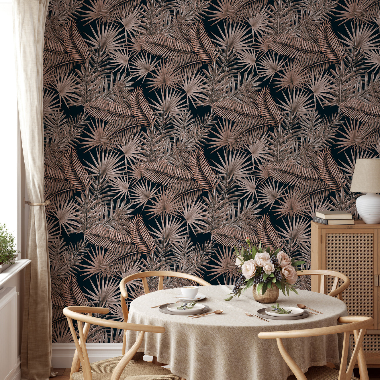 Boutique Jungle Glam Tropical Leaves Pattern Wallpaper