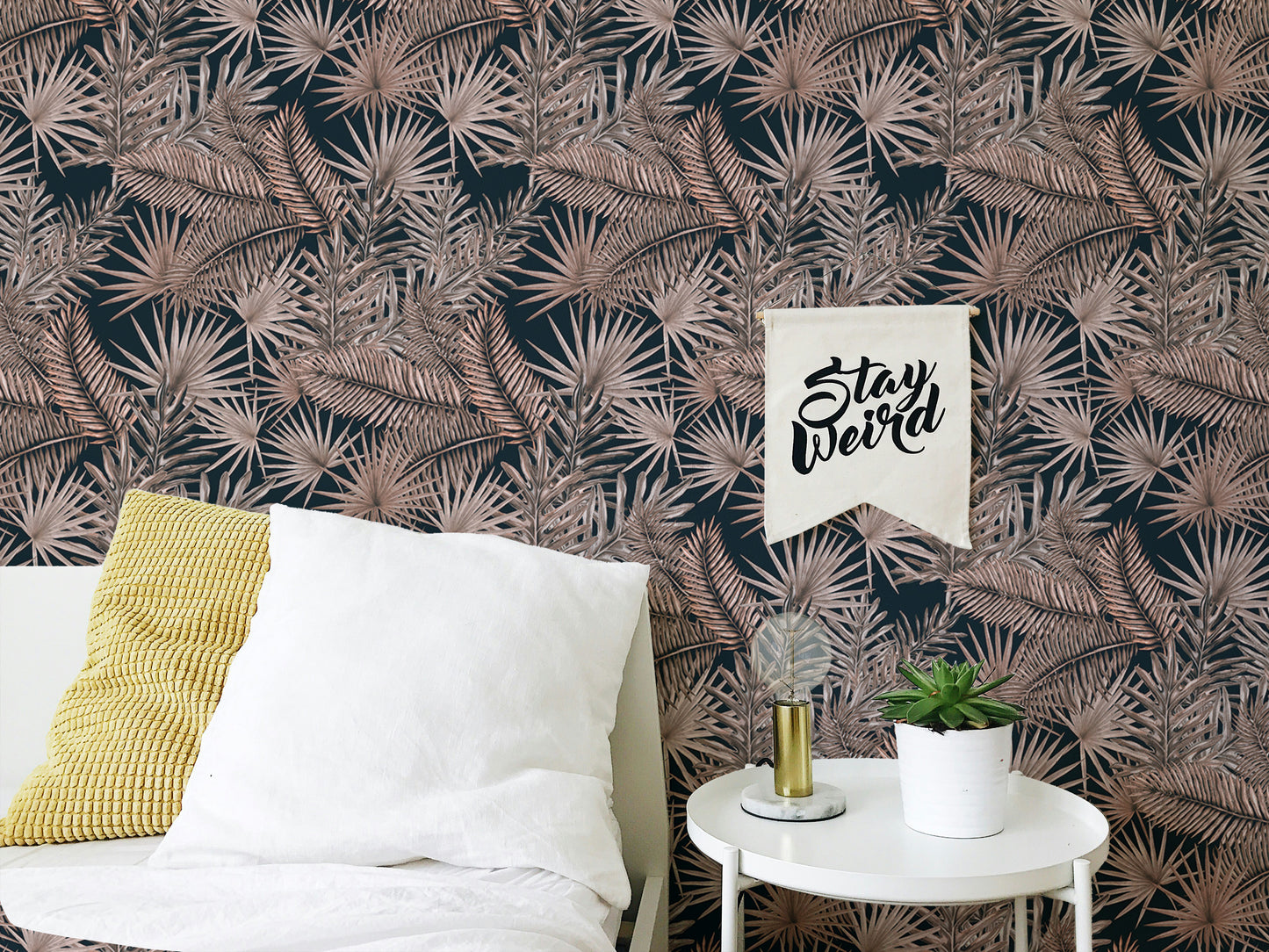 Boutique Jungle Glam Tropical Leaves Pattern Wallpaper