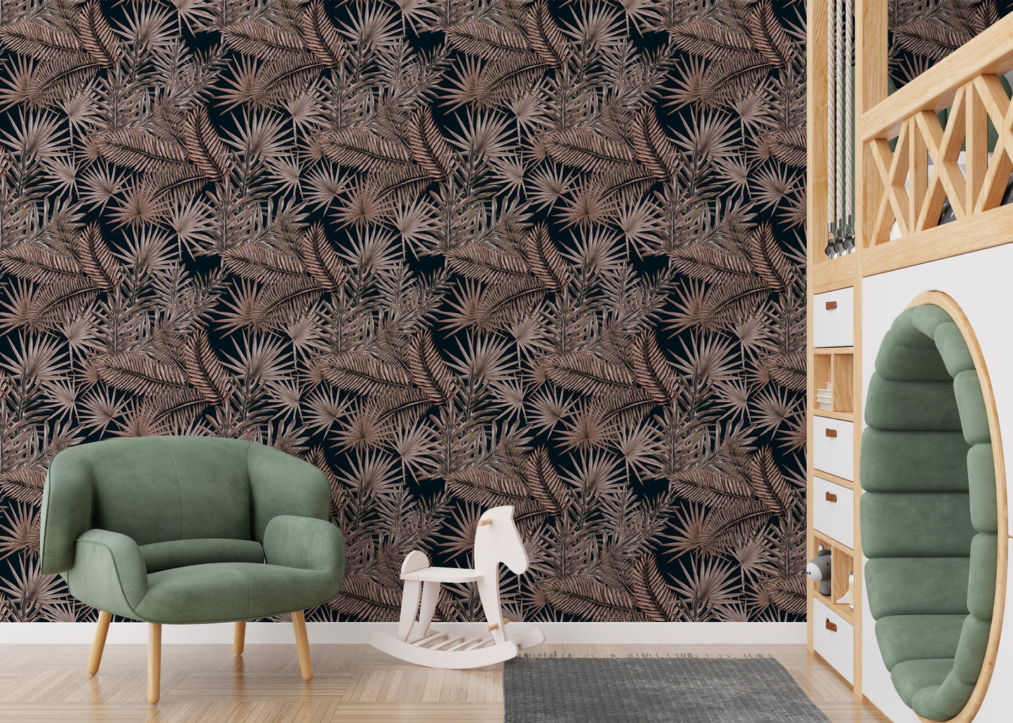 Boutique Jungle Glam Tropical Leaves Pattern Wallpaper