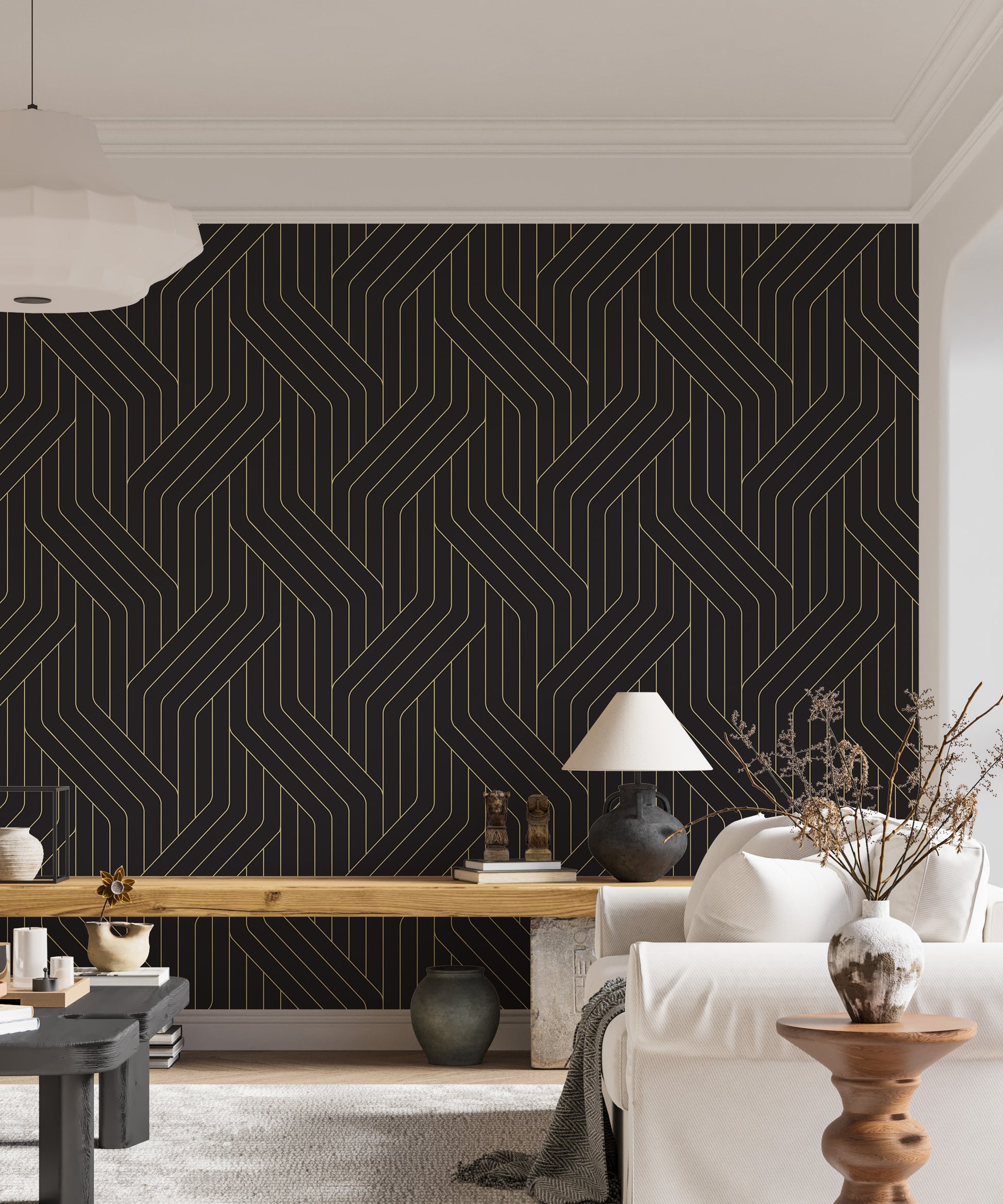 Modern black and gold ornate Deco patterns.