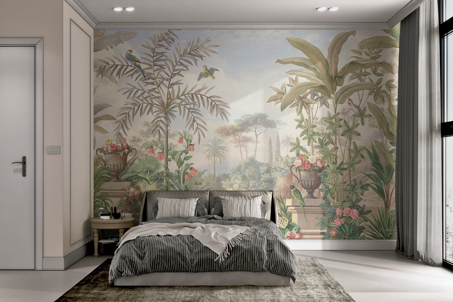 Vintage Tropical Paradise Botanical Mural