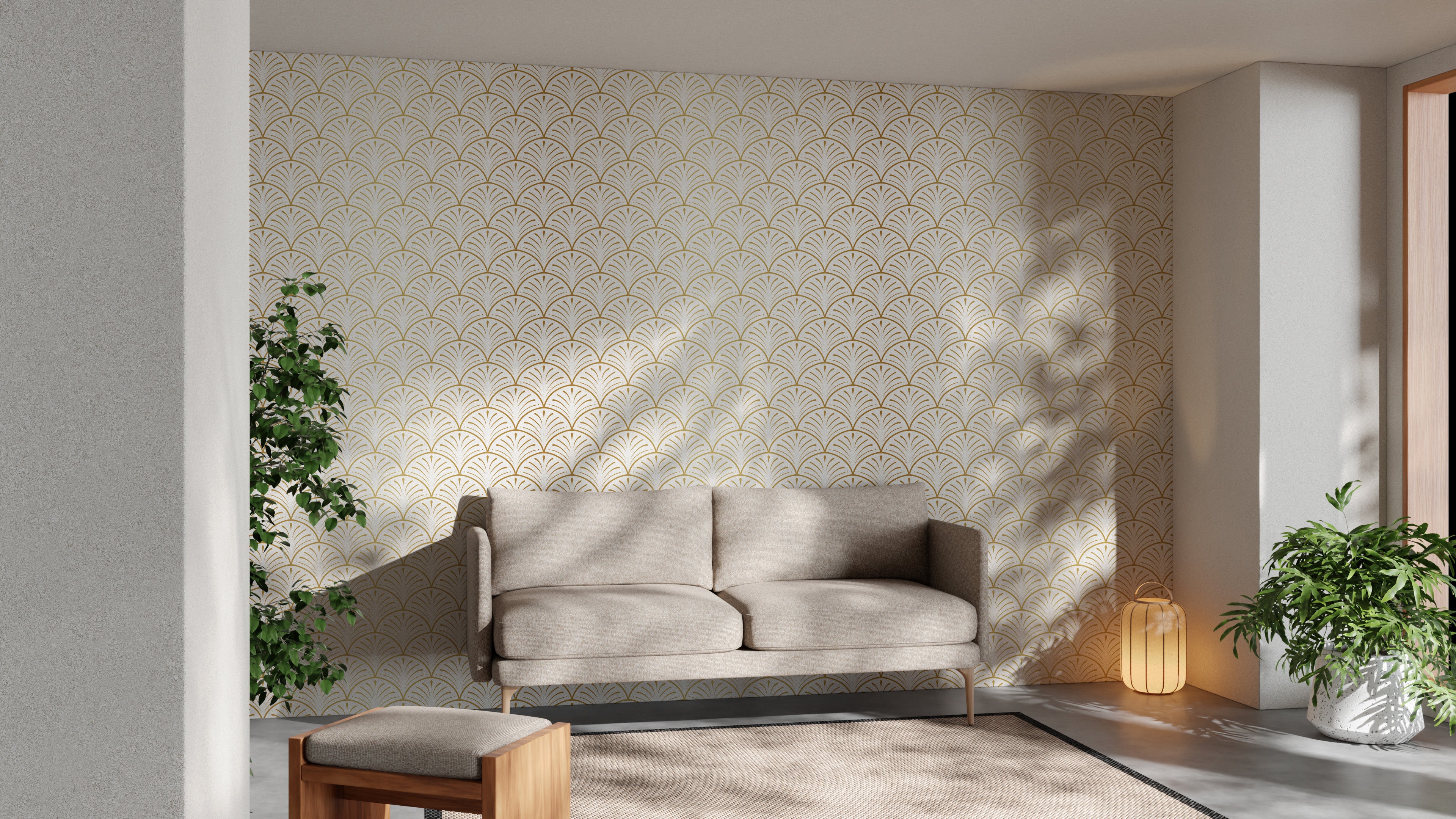 Deco removable mural with arch patterns
