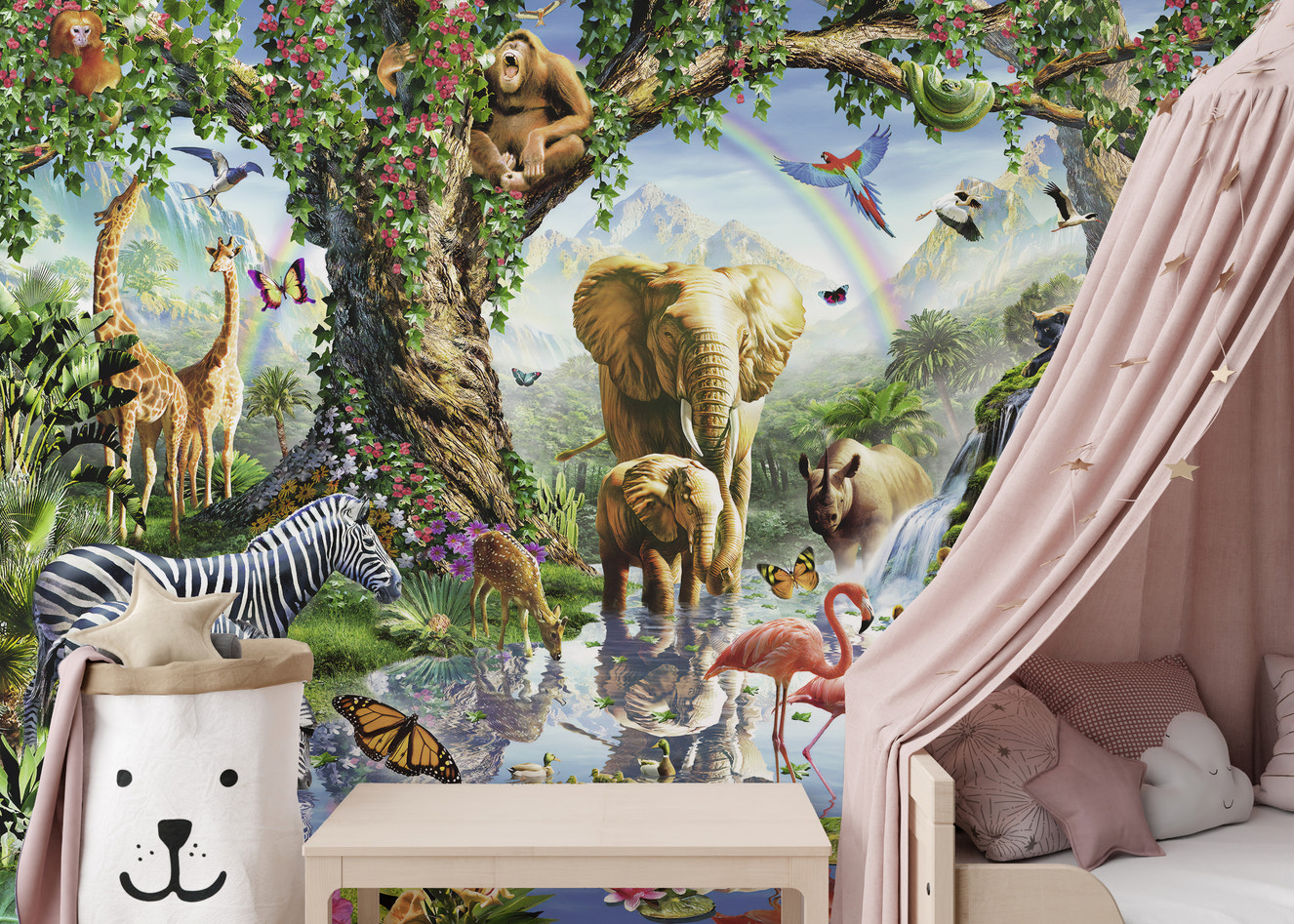 3D jungle animals wallpaper for vibrant walls
