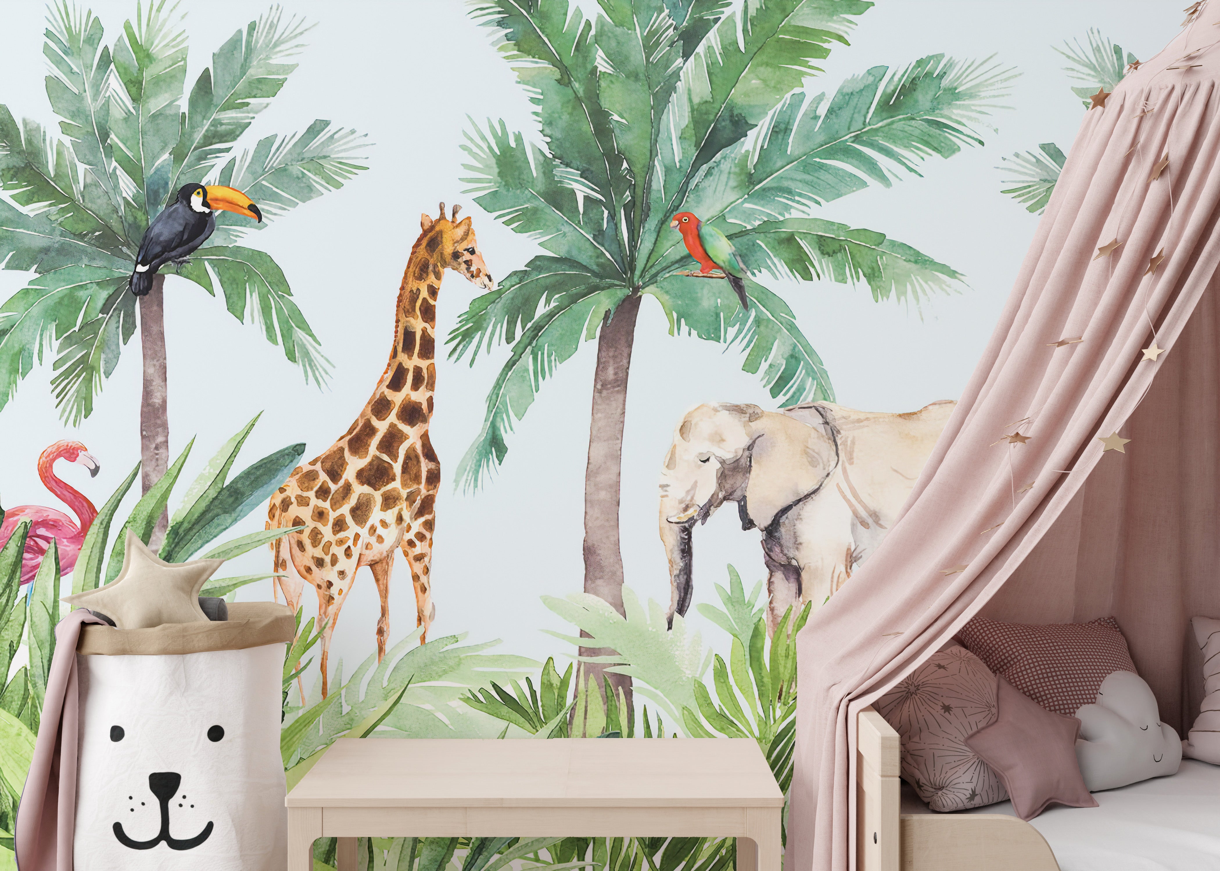 Animal-themed watercolor wall decor for rooms
