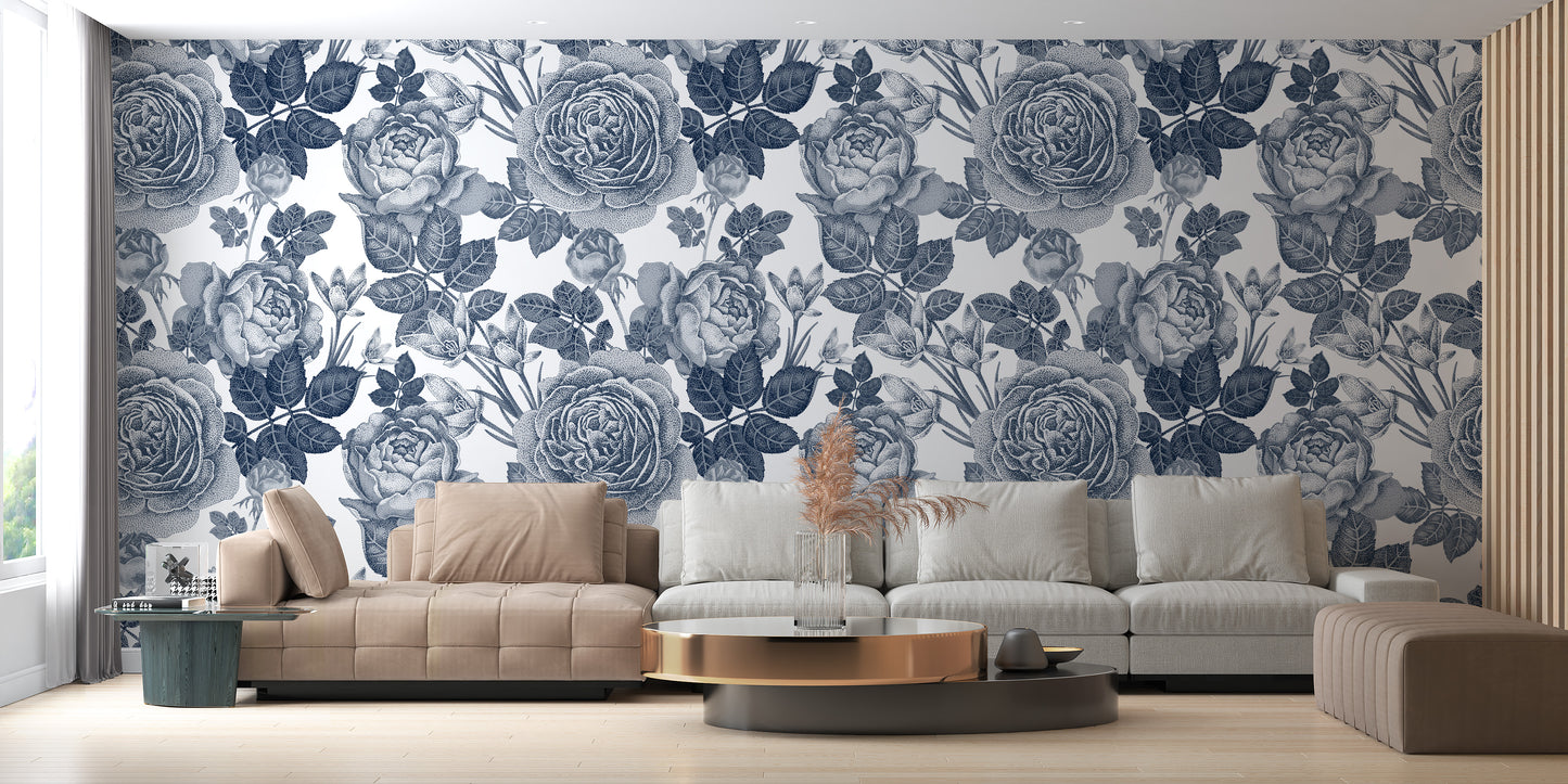 Elegant floral tinted wallpaper mural decor
