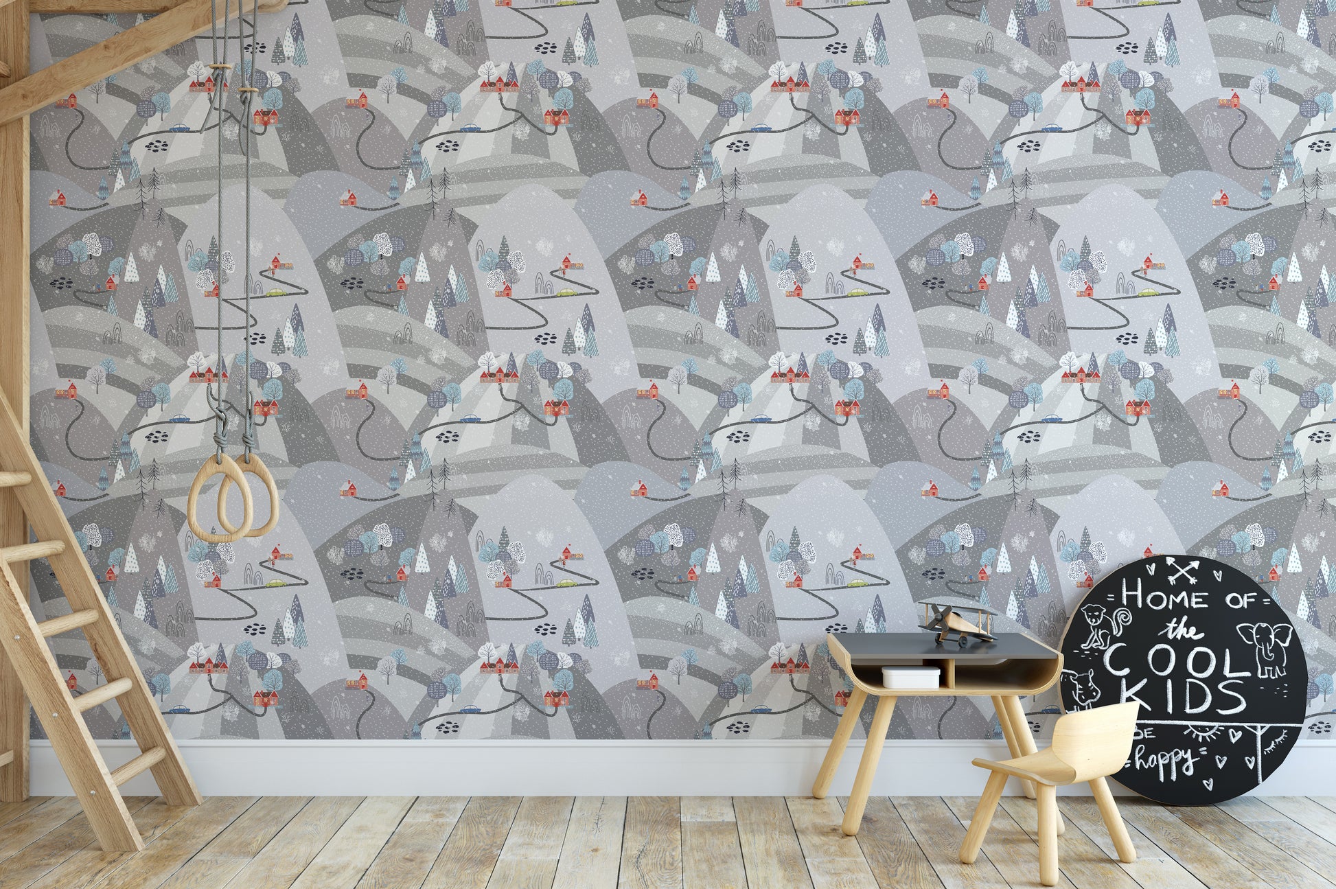 Stylish icy-themed wallpaper mural pattern
