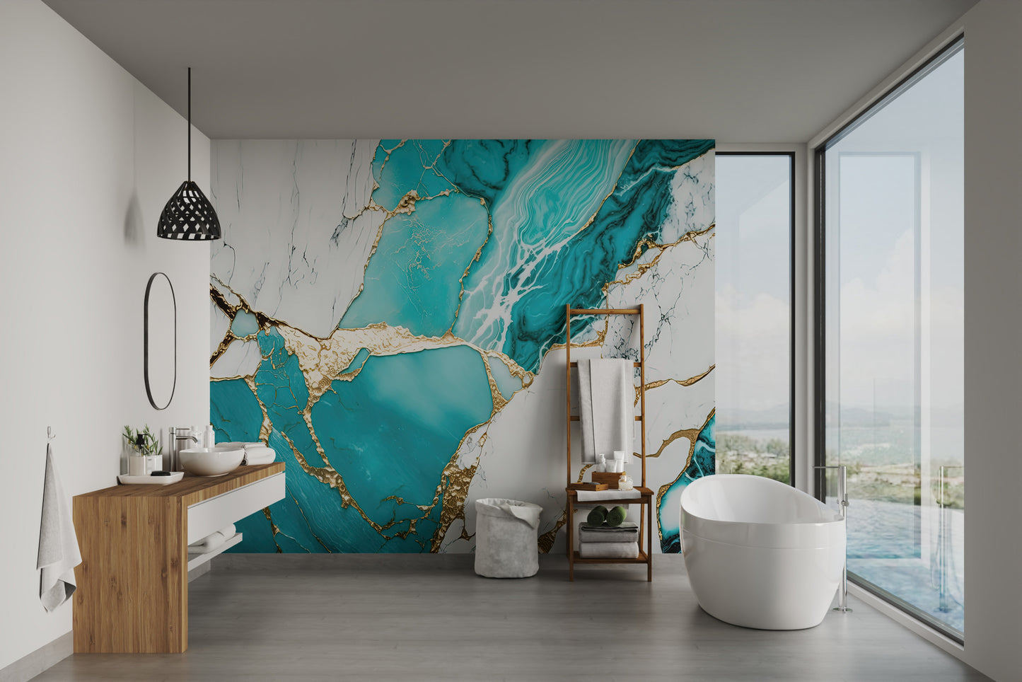 Modern marble pattern with high-end gold accents
