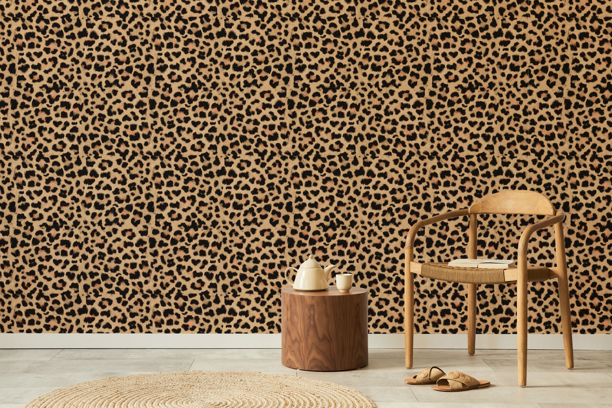 Subtle leopard skin texture wallpaper in warm brown tones