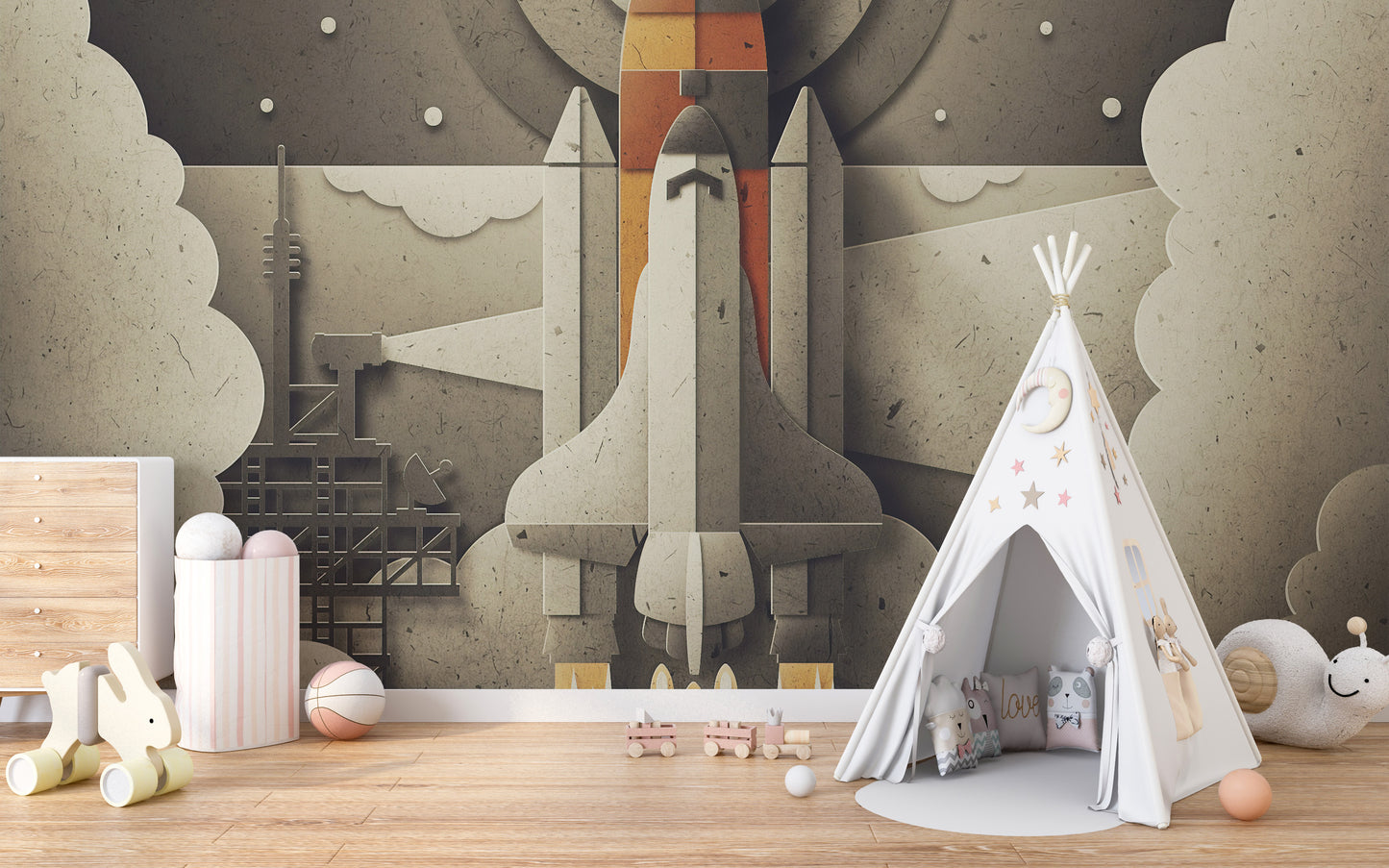 Astronaut-inspired kids’ wallpaper design
