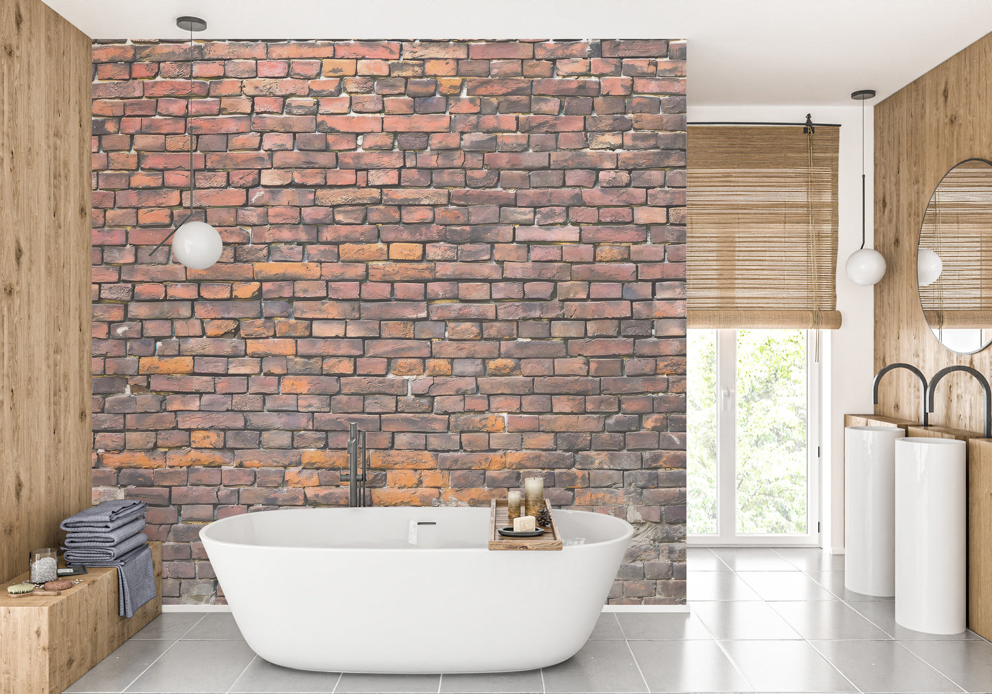 Room wallpaper featuring urban brick textures and patterns