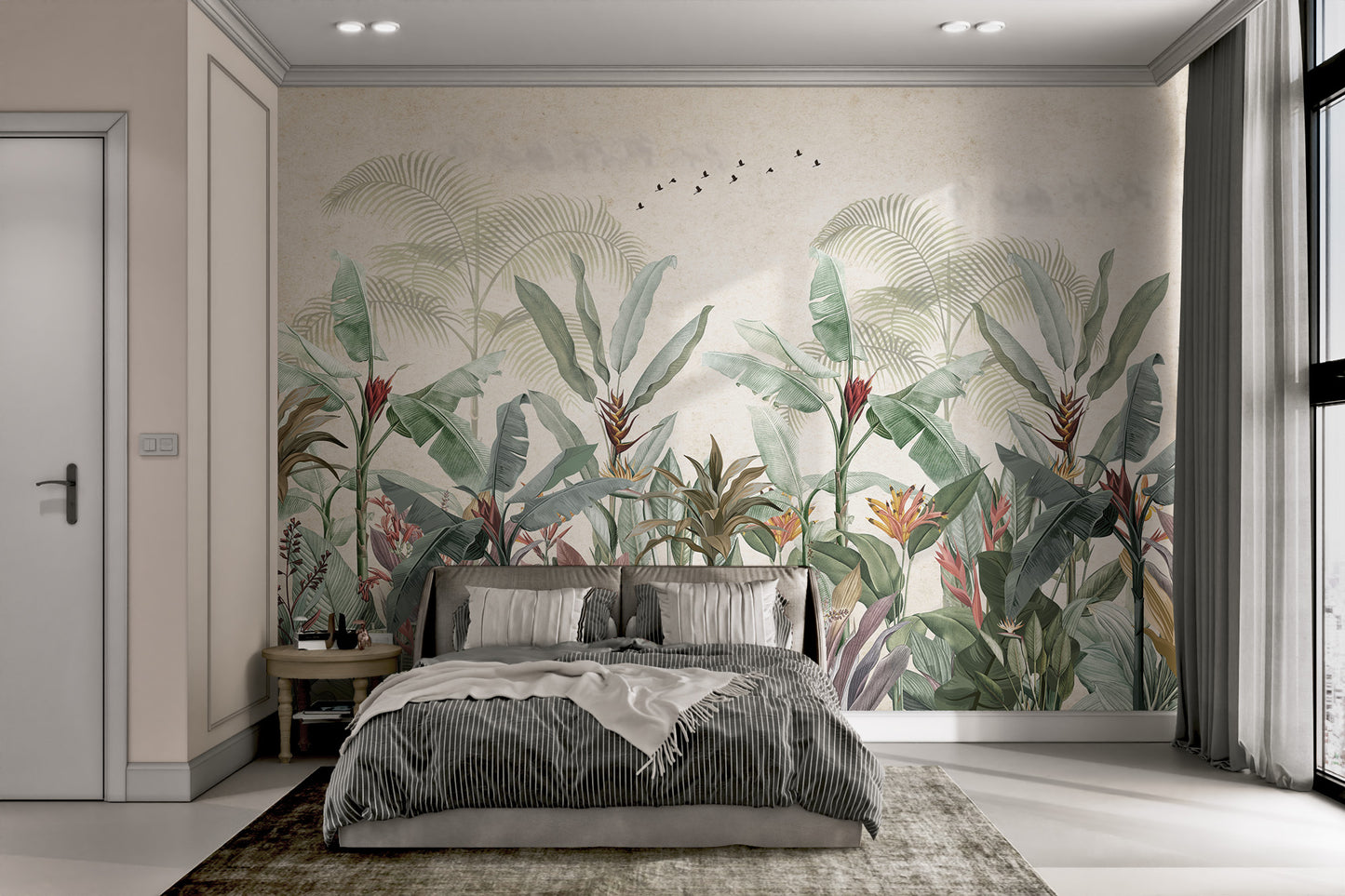 Vintage Tropical Botanical Leaf Mural